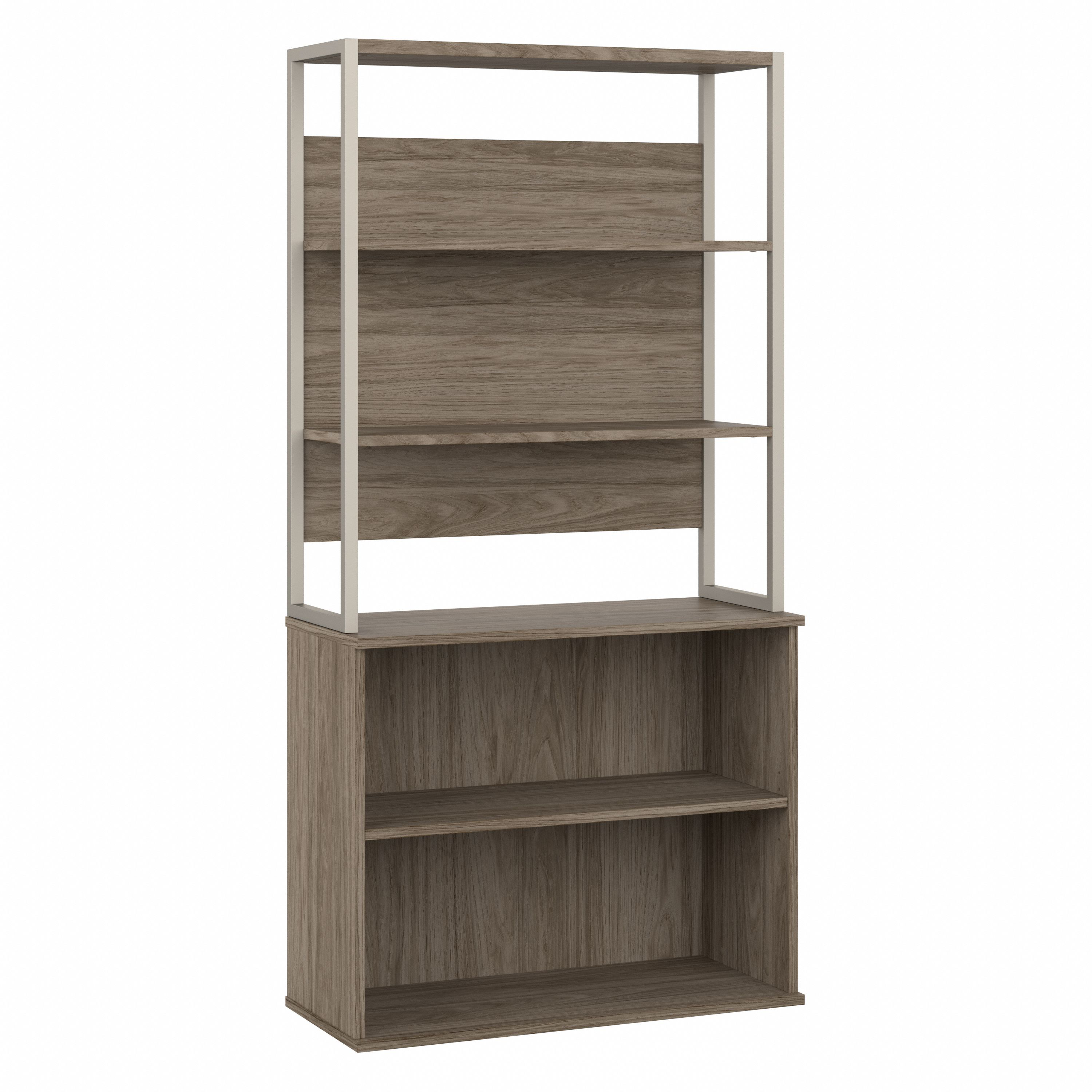 Shop Bush Business Furniture Hybrid Tall Etagere Bookcase 02 HYB023MH #color_modern hickory