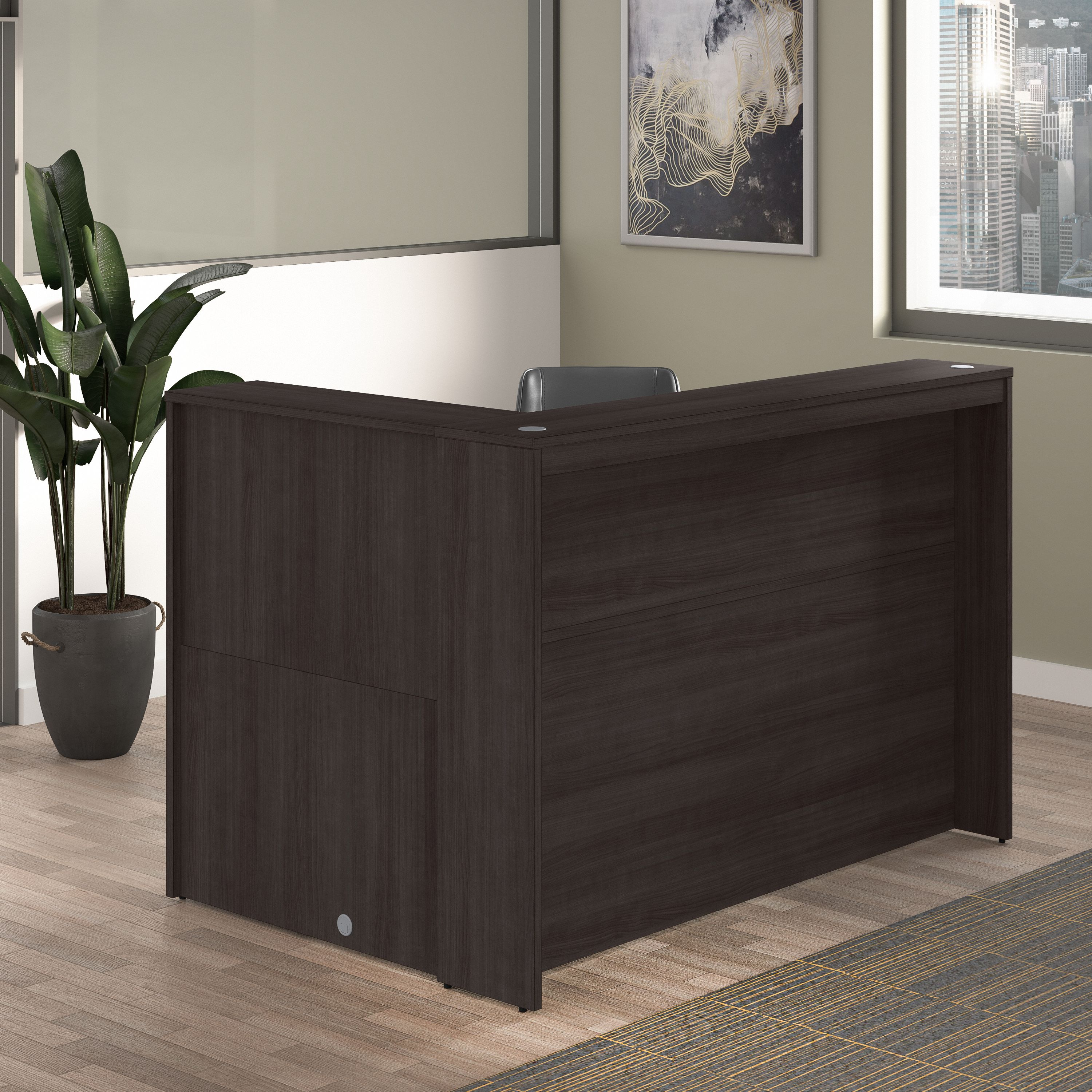 Shop Bush Business Furniture Studio C 72W Reception Desk with Shelves 06 SCD572SGK-Z1 #color_storm gray
