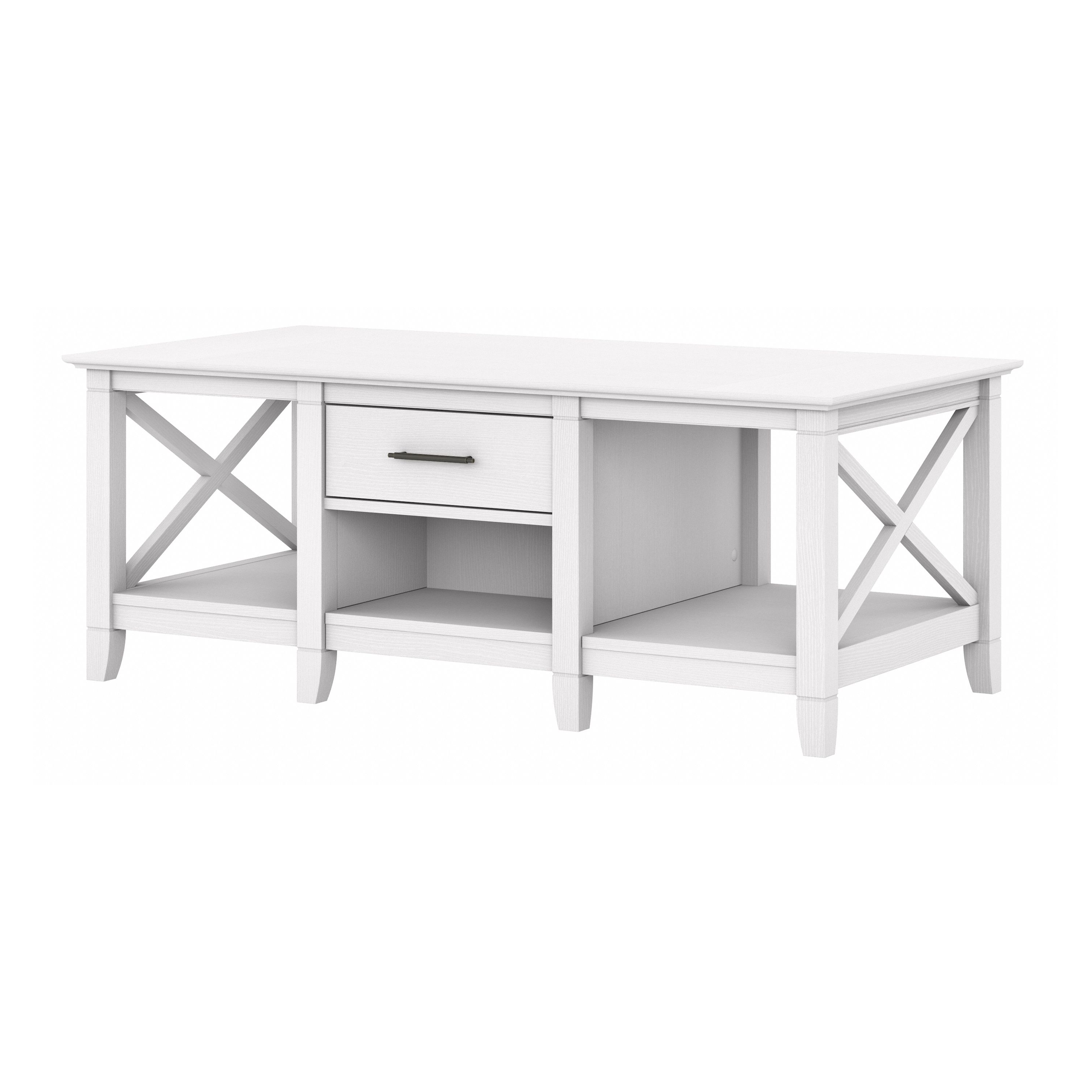 Shop Bush Furniture Key West Coffee Table with Storage 02 KWT148WT-03 #color_pure white oak