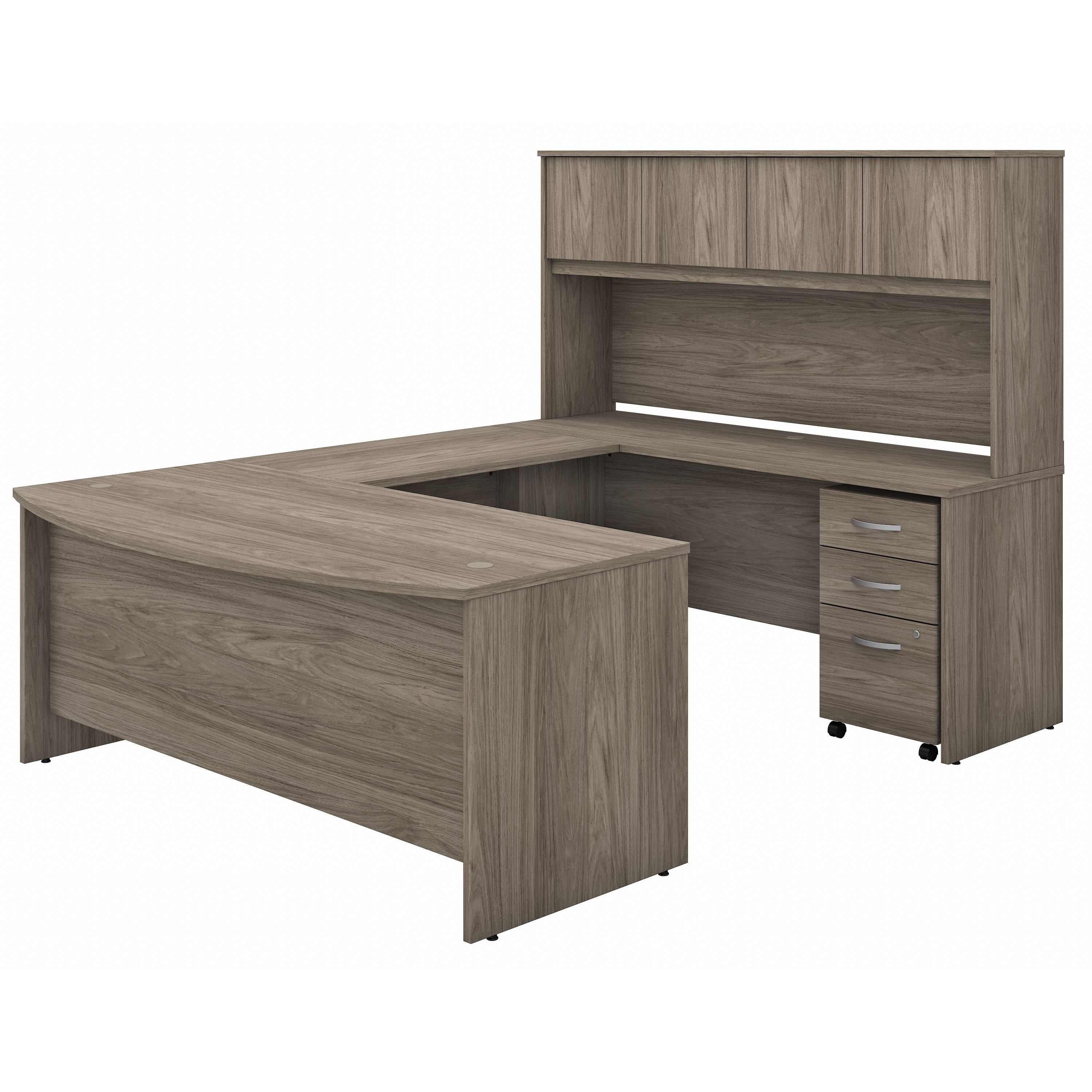 Shop Bush Business Furniture Studio C 72W x 36D U Shaped Desk with Hutch and Mobile File Cabinet 02 STC003MHSU #color_modern hickory