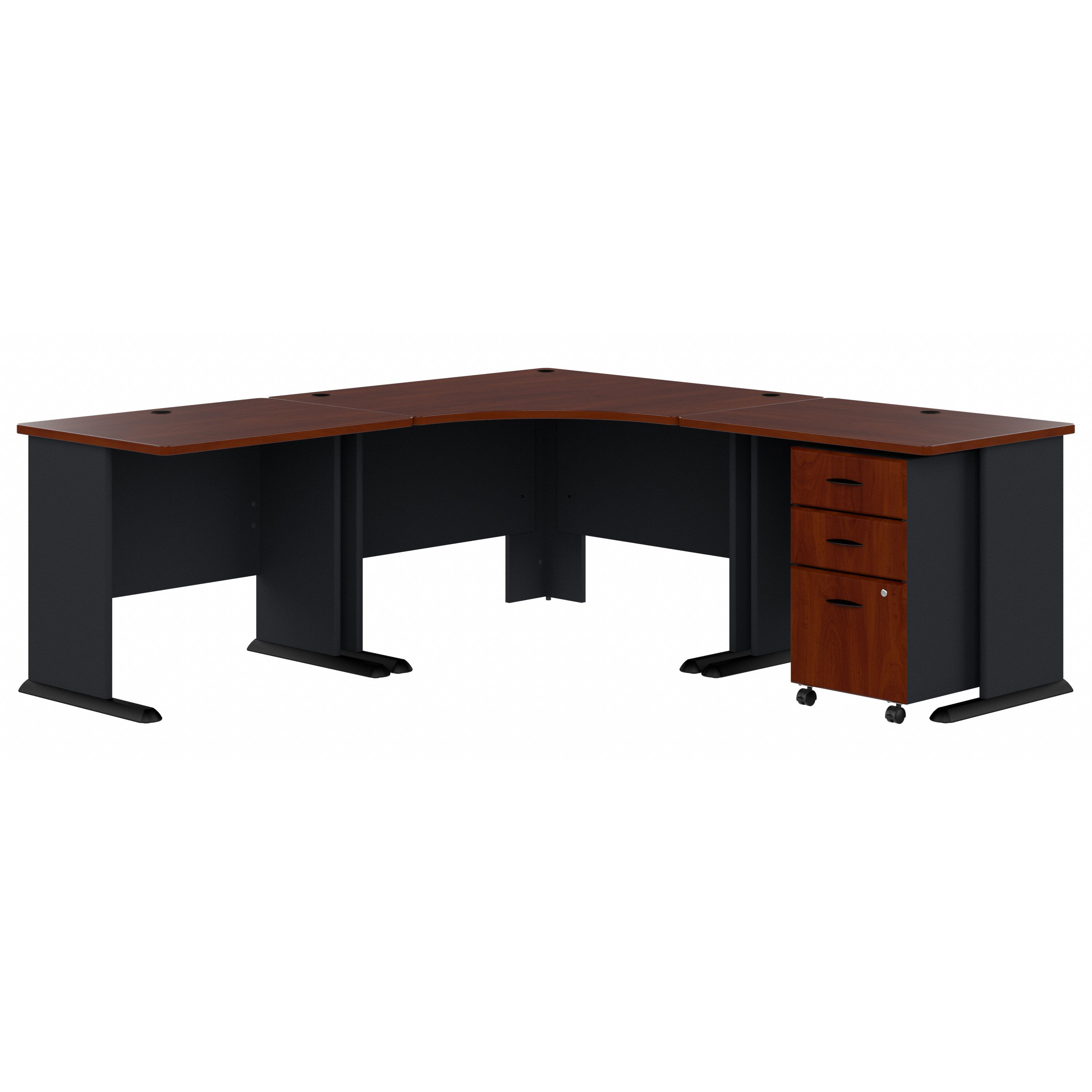 Shop Bush Business Furniture Series A 84W x 84D Corner Desk with Mobile File Cabinet 02 SRA041HCSU #color_hansen cherry/galaxy