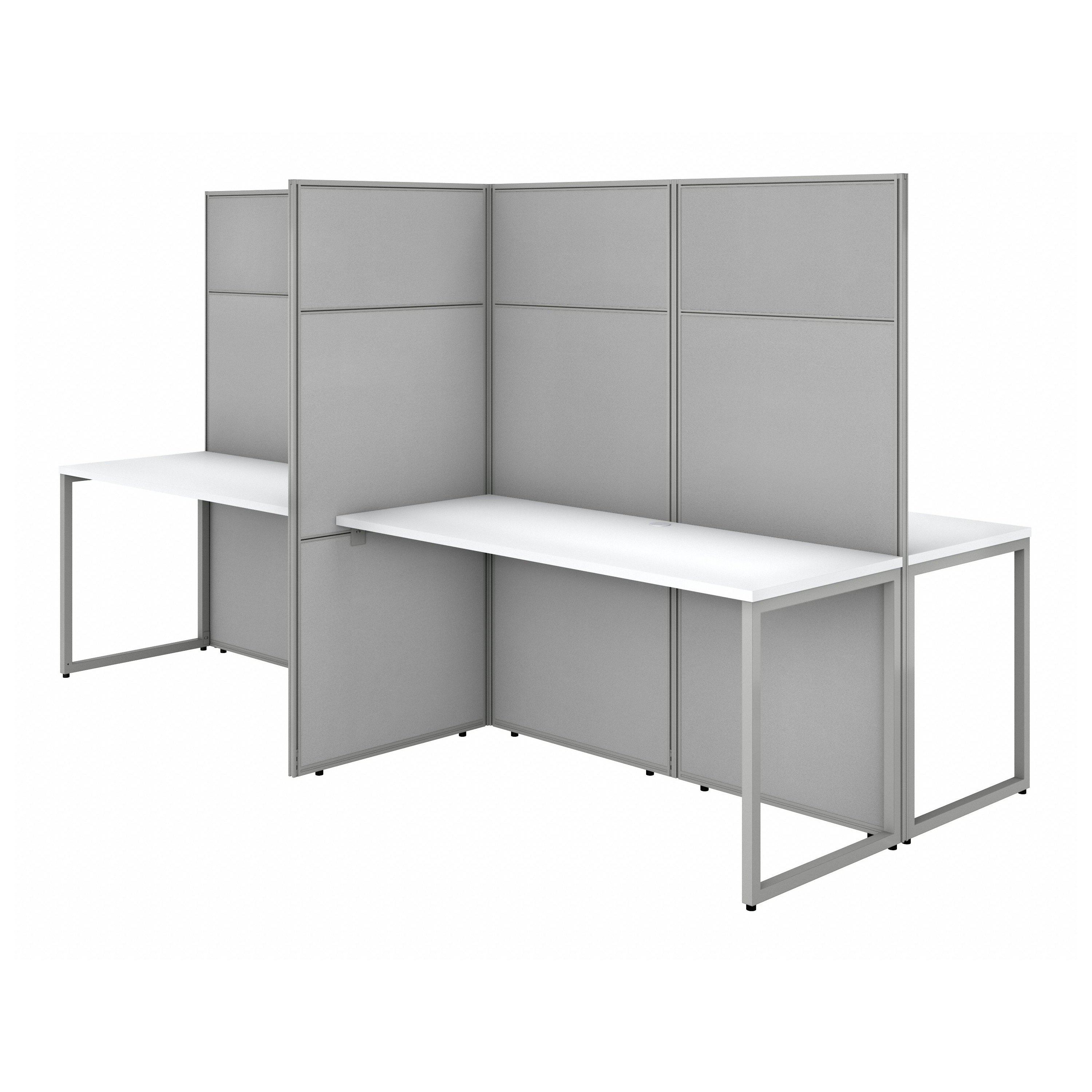 Shop Bush Business Furniture Easy Office 60W 4 Person Cubicle Desk Workstation with 66H Panels 02 EODH660WH-03K #color_pure white/silver gray fabric