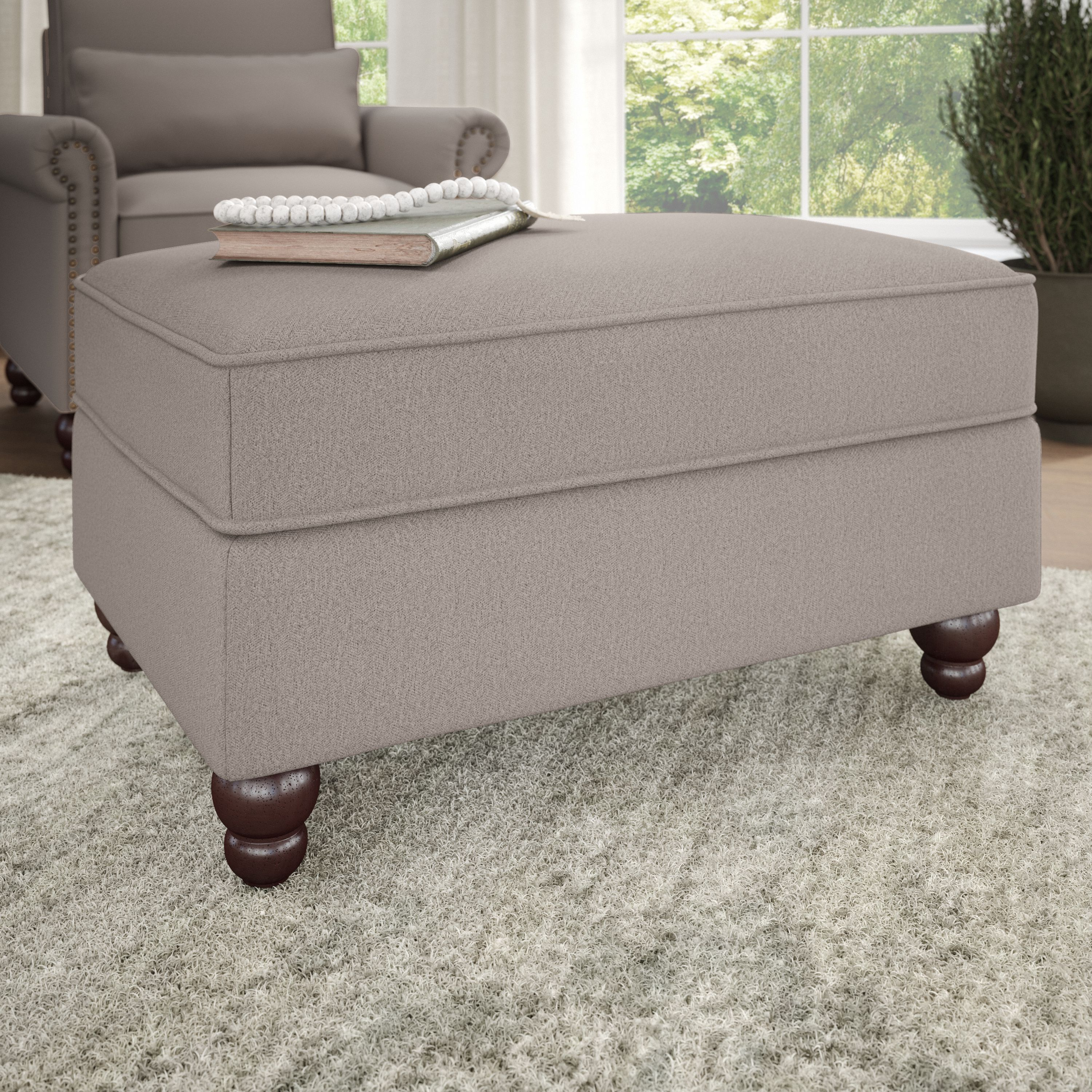 Shop Bush Furniture Coventry Storage Ottoman 01 CVO34BBGH-Z #color_beige herringbone fabric
