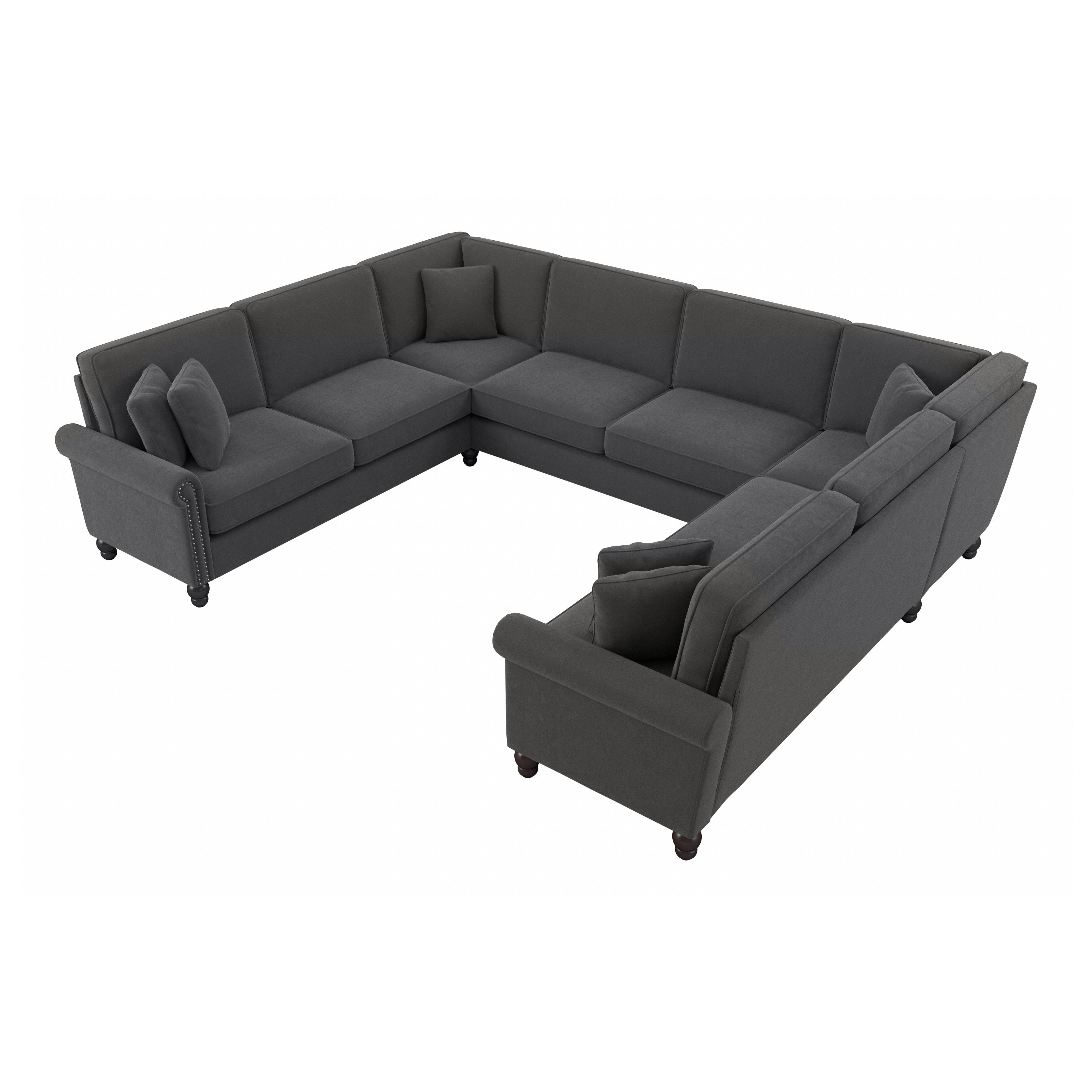 Shop Bush Furniture Coventry 125W U Shaped Sectional Couch 02 CVY123BCGH-03K #color_charcoal gray herringbone fabr
