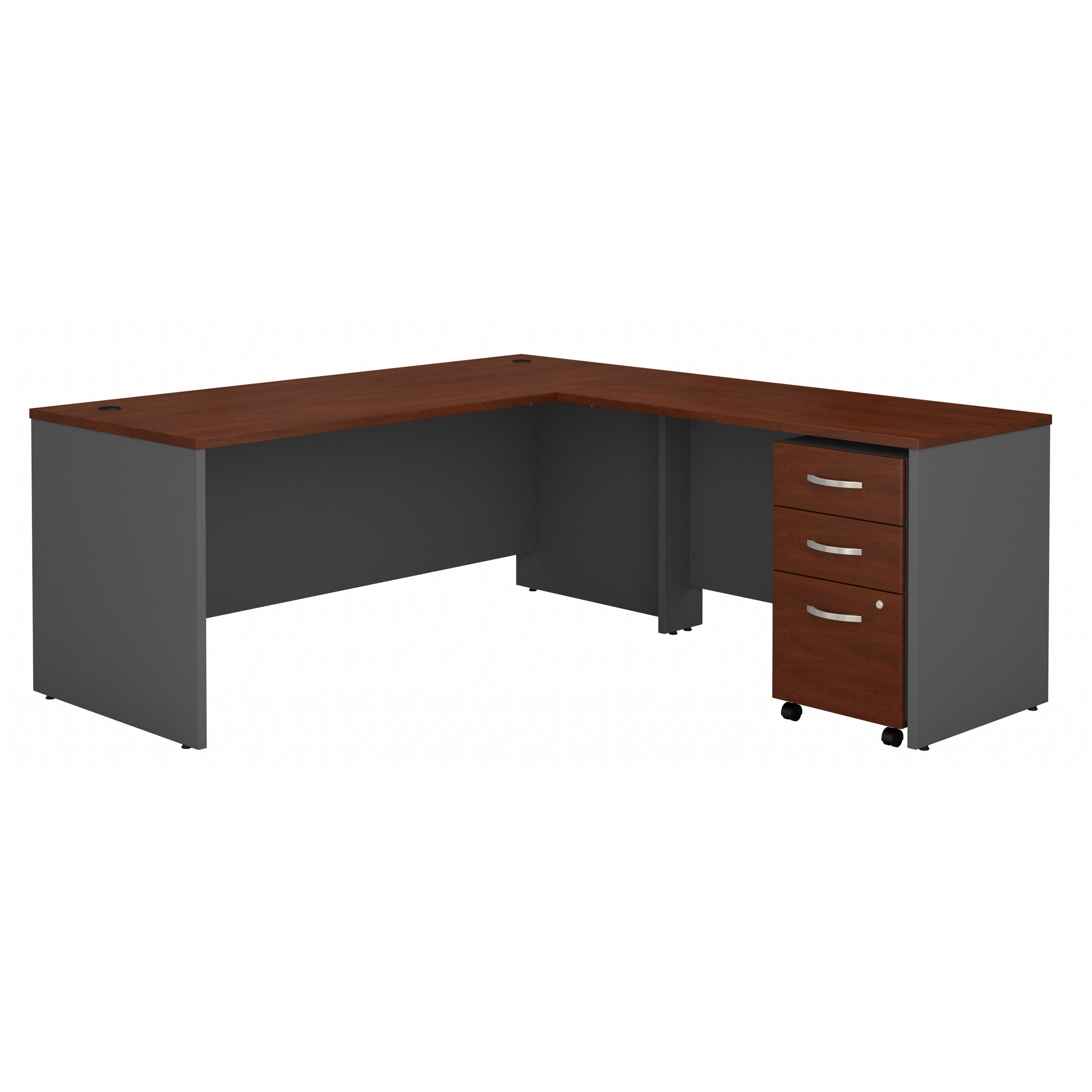 Shop Bush Business Furniture Series C 72W L Shaped Desk with 48W Return and Mobile File Cabinet 02 SRC001HCSU #color_hansen cherry/graphite gray