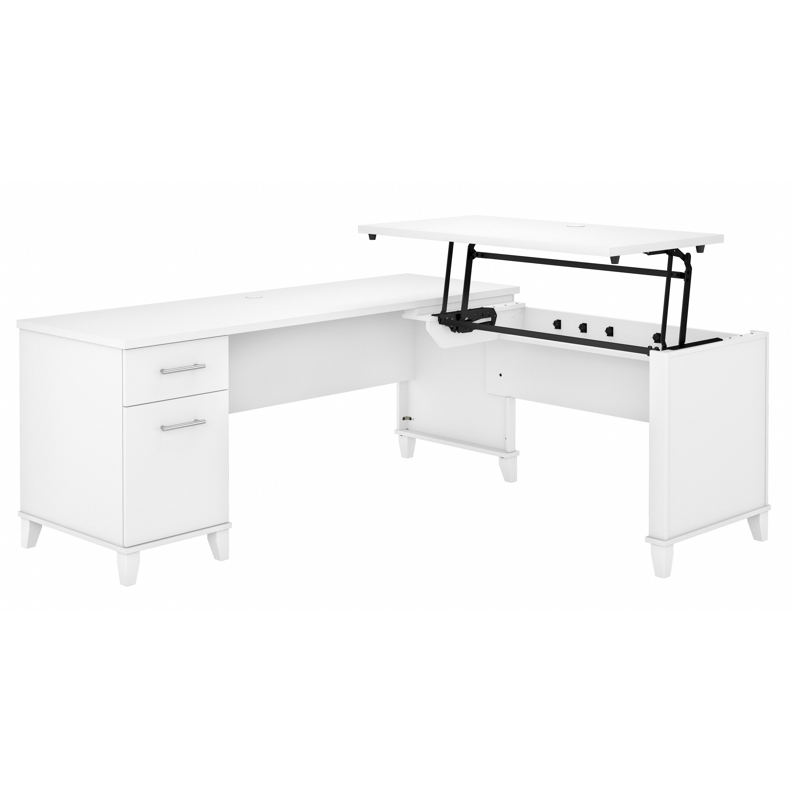Shop Bush Furniture Somerset 72W 3 Position Sit to Stand L Shaped Desk 02 SET014WH #color_white