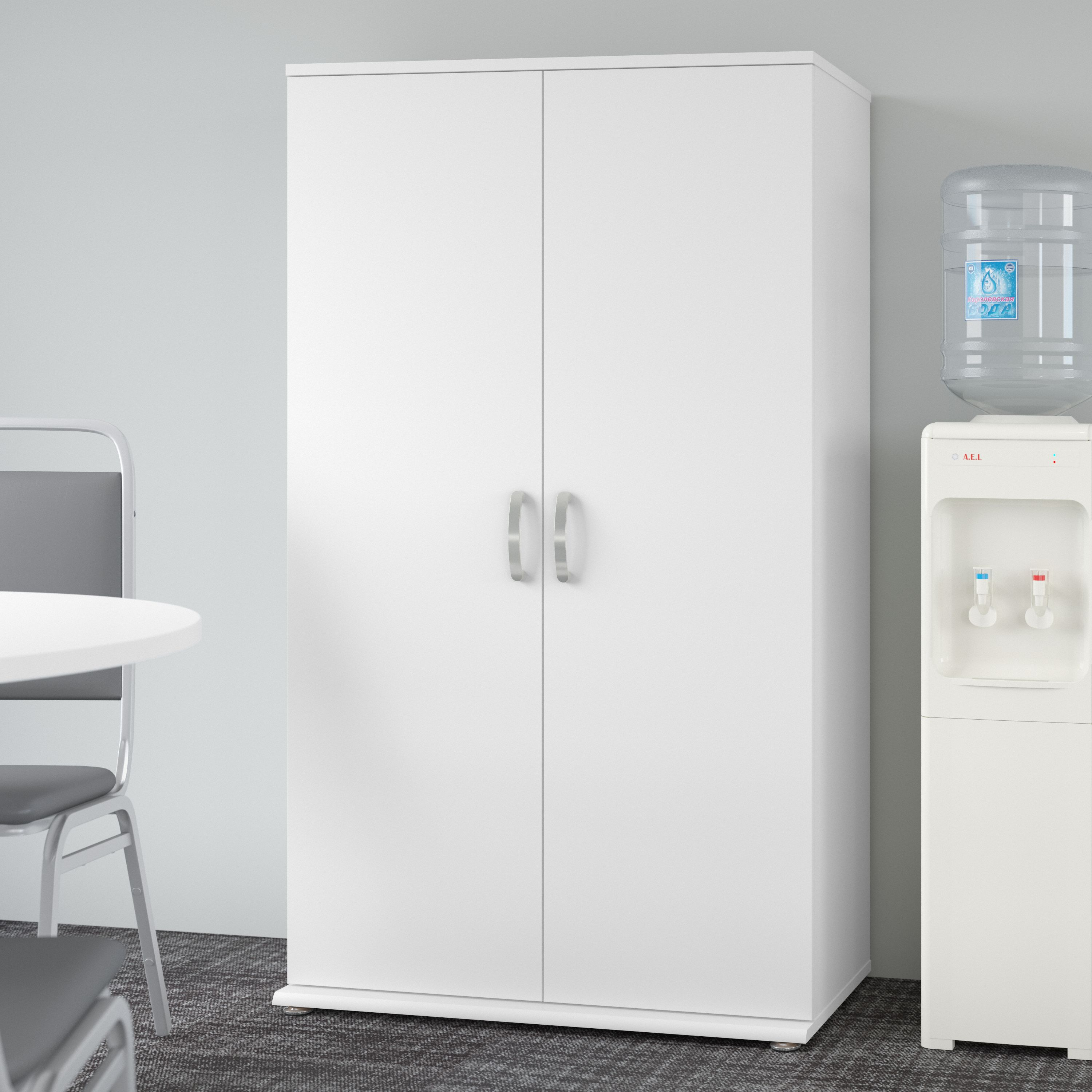 Shop Bush Business Furniture Universal Tall Storage Cabinet with Doors and Shelves 01 UNS136WHK #color_white