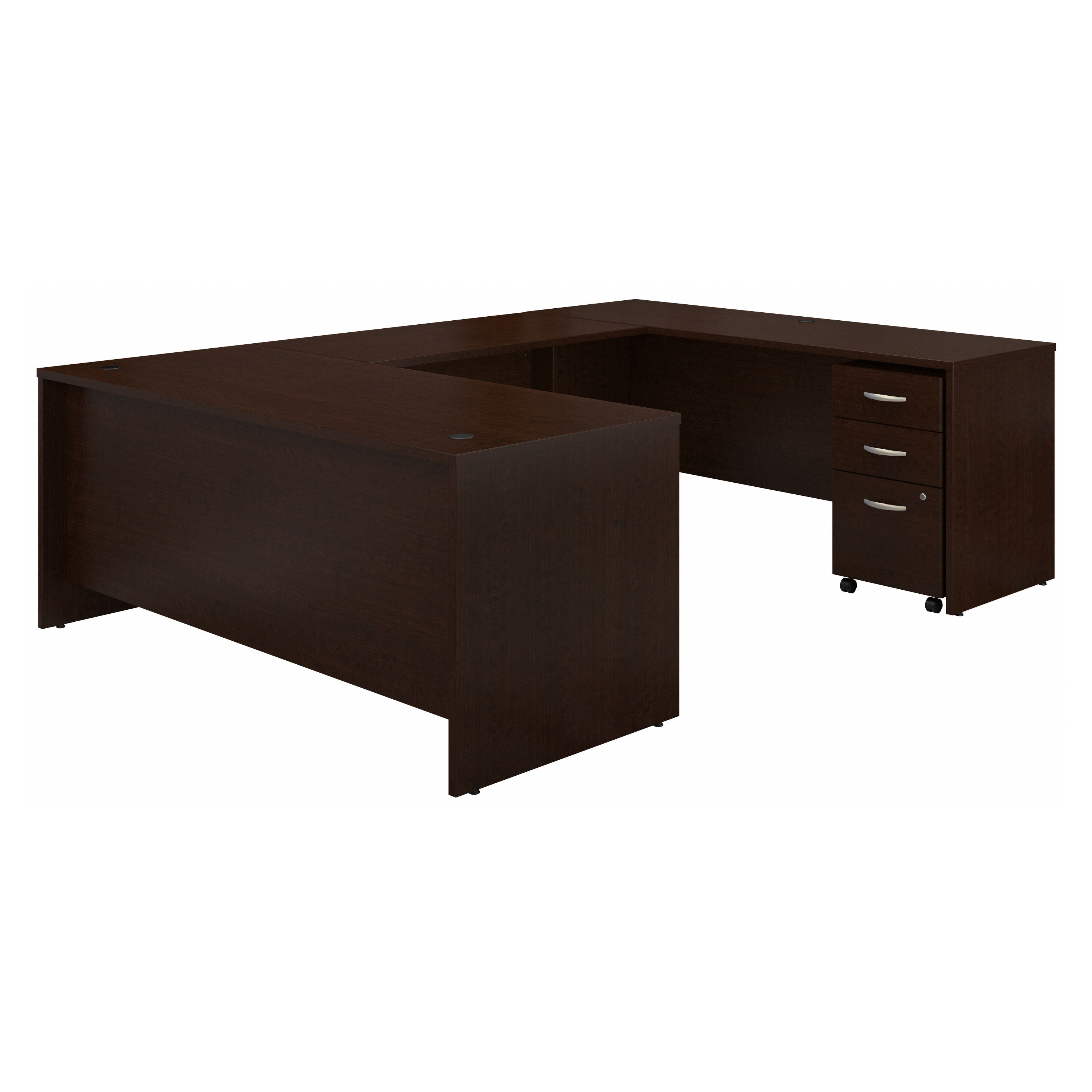 Shop Bush Business Furniture Series C 72W x 30D U Shaped Desk with Mobile File Cabinet 02 SRC091MRSU #color_mocha cherry