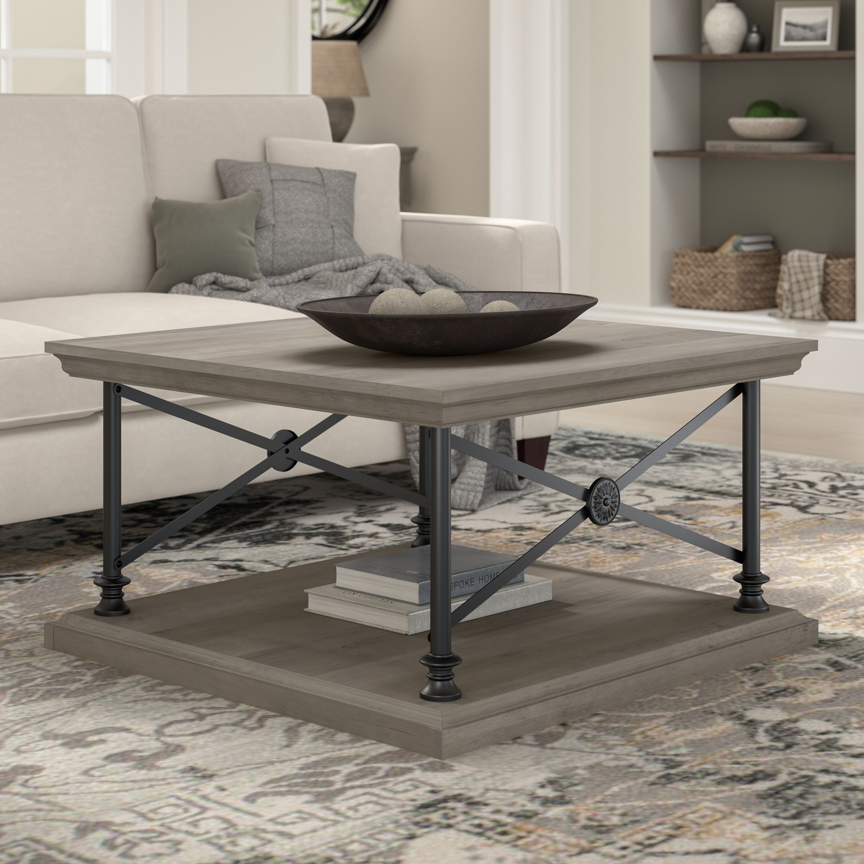 Shop Bush Furniture Coliseum Square Coffee Table 01 CST136DG-03 #color_driftwood gray