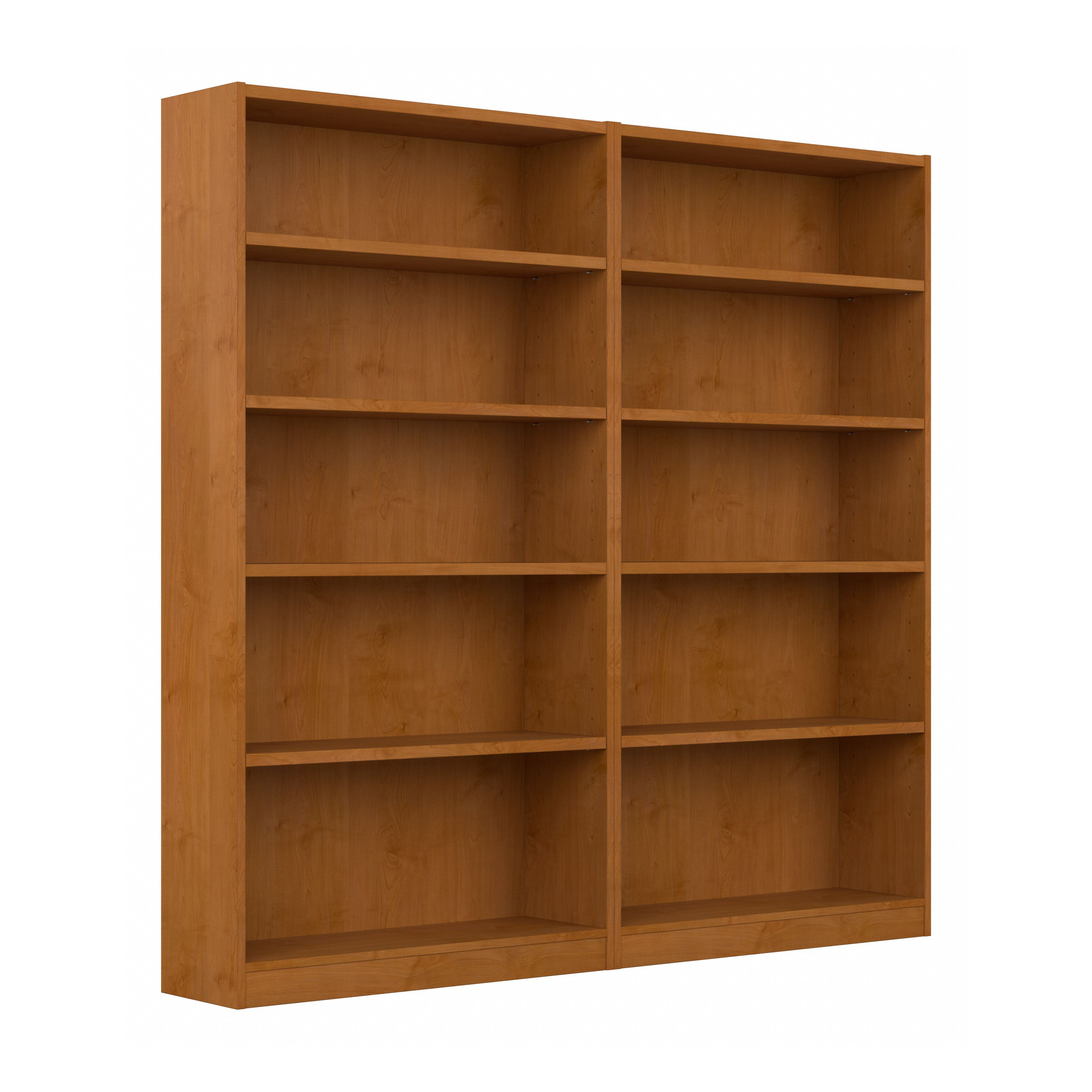 Shop Bush Furniture Universal Tall 5 Shelf Bookcase - Set of 2 02 UB003NC #color_natural cherry