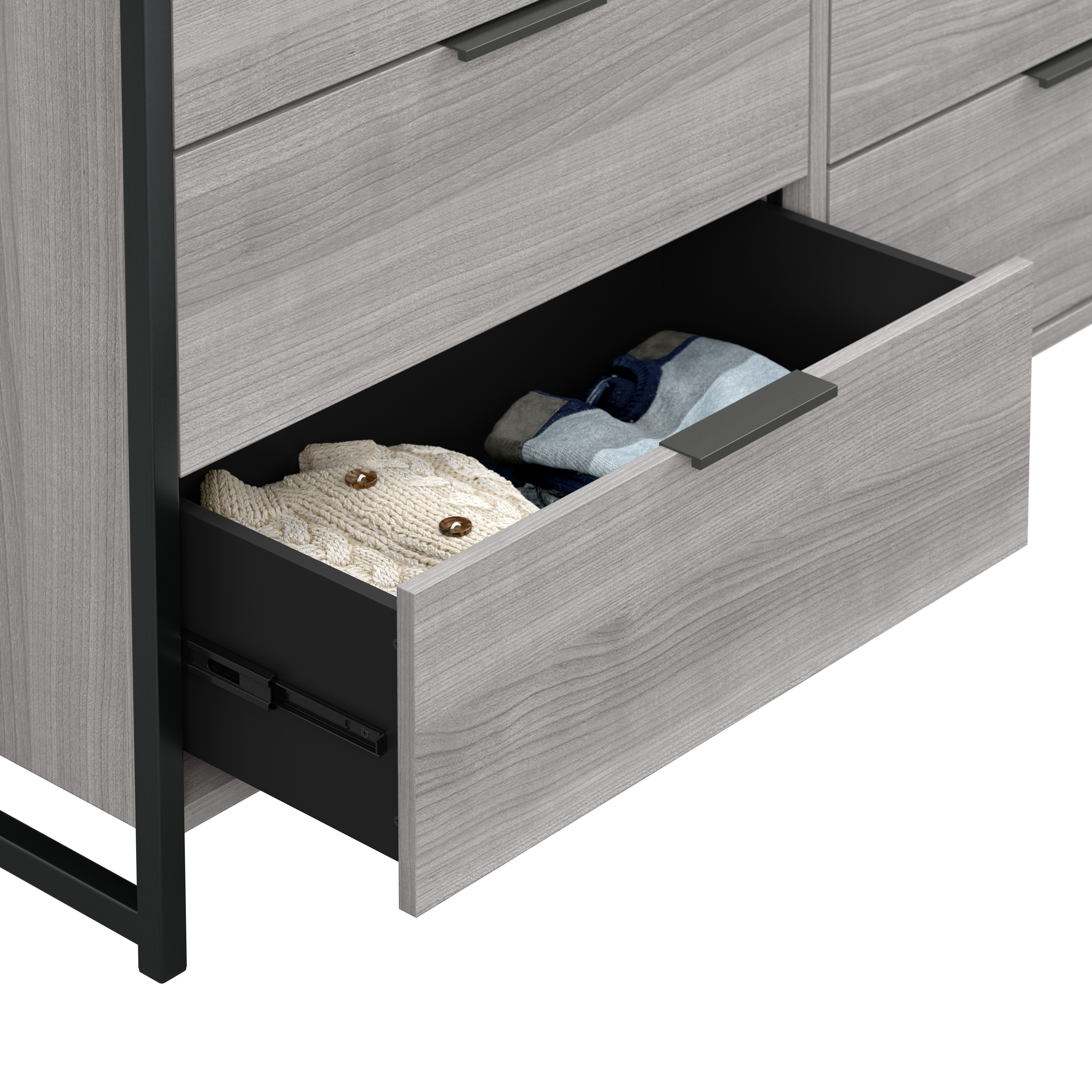 Shop Bush Furniture Atria 6 Drawer Dresser with Mirror 03 ATR015PG #color_platinum gray