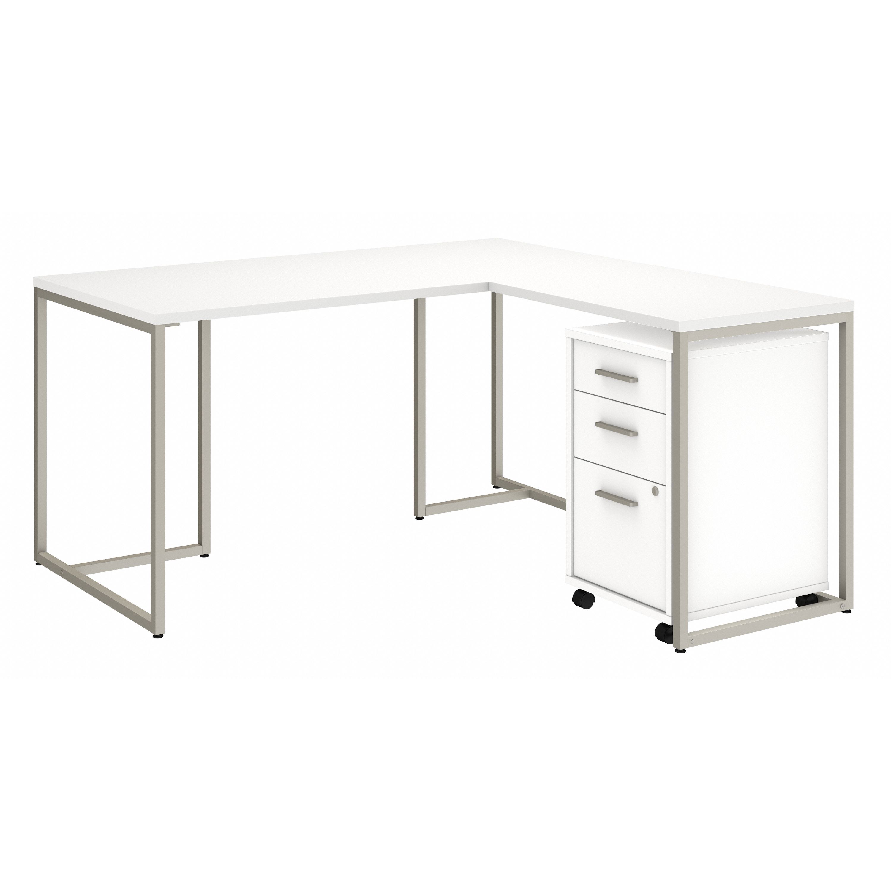 Shop Bush Business Furniture Method 60W L Shaped Desk with 30W Return and Mobile File Cabinet 02 MTH005WHSU #color_white