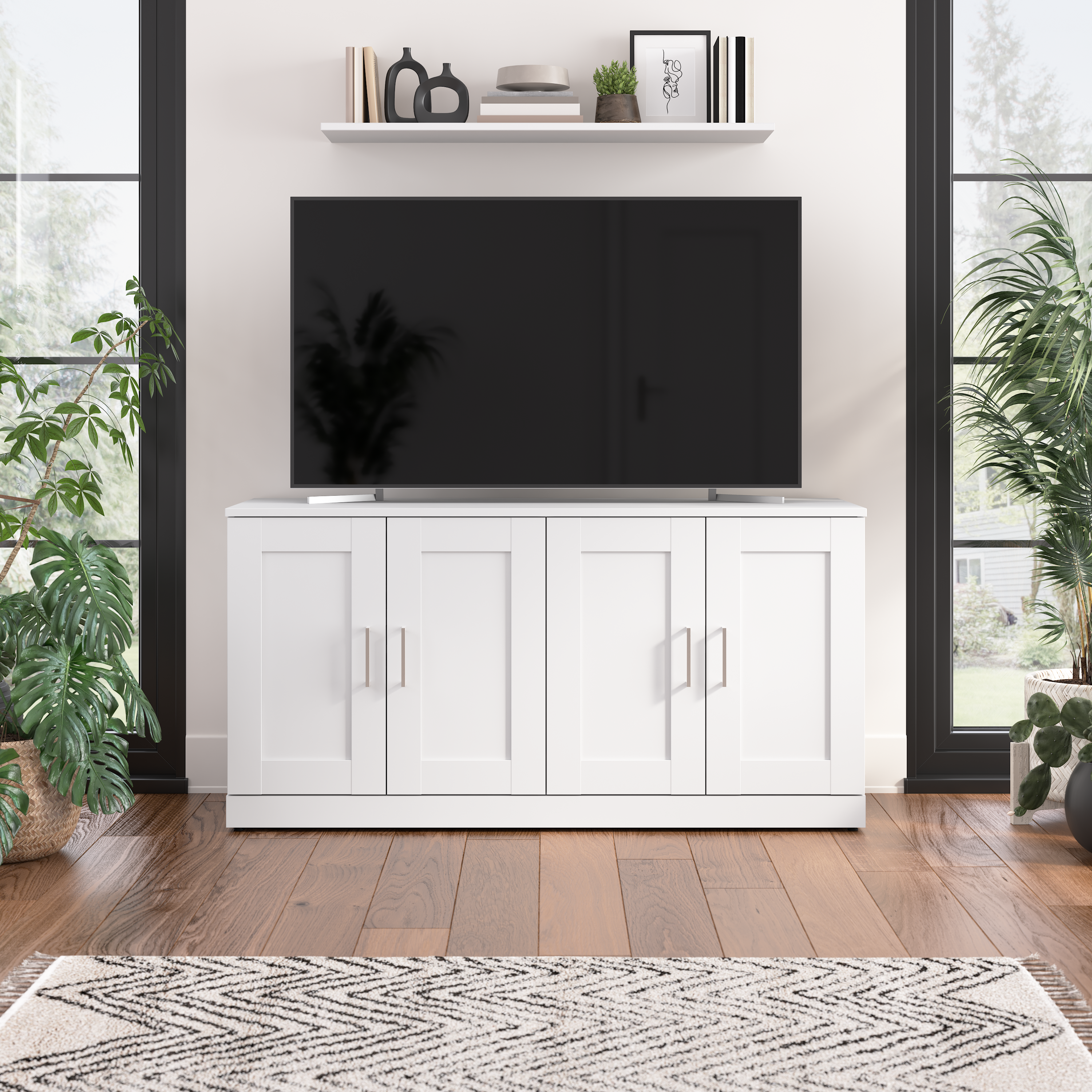 Shop Bush Furniture Hampton Heights 60W TV Stand 01 HHE460WH-Z #color_white