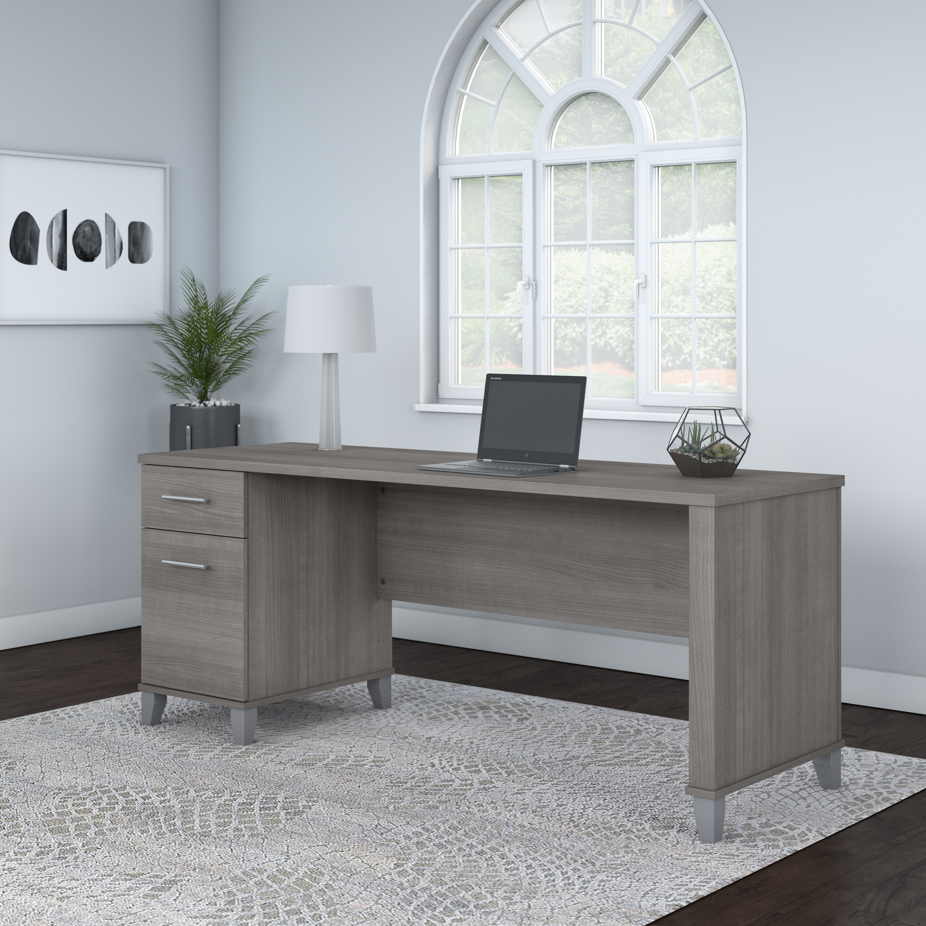 Shop Bush Furniture Somerset 72W Office Desk with Drawers 01 WC81272 #color_platinum gray