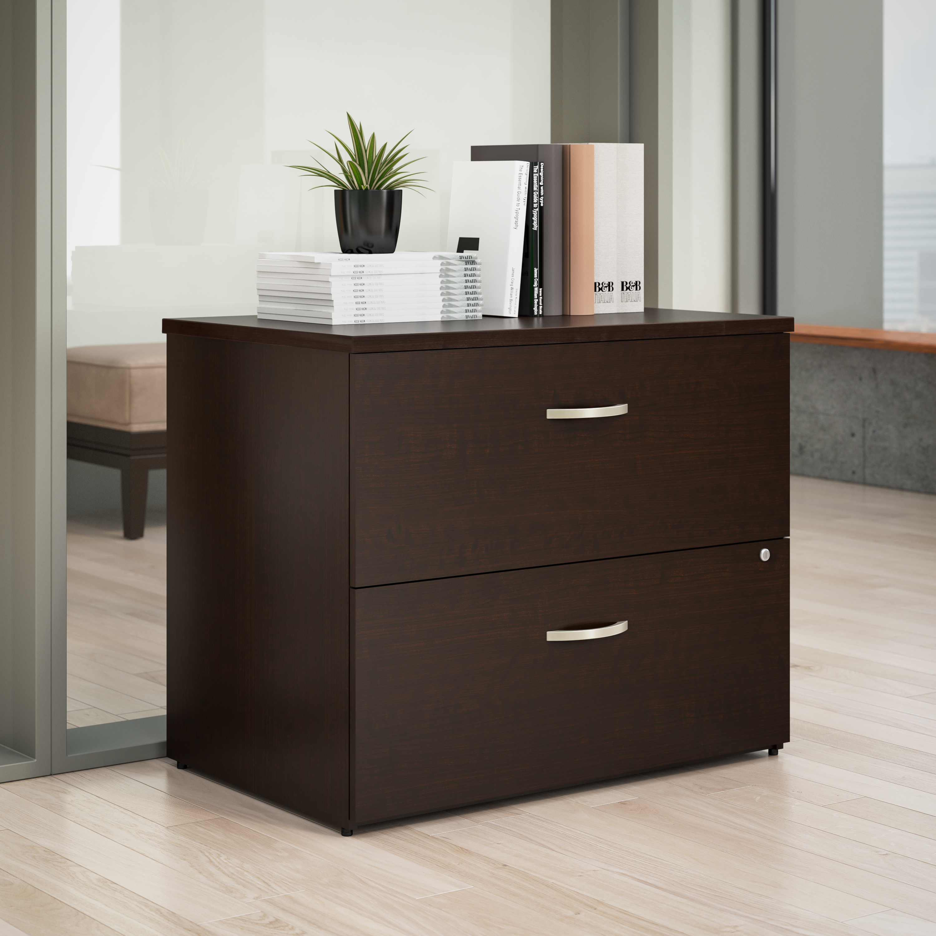 Shop Bush Business Furniture Office in an Hour 2 Drawer Lateral File Cabinet 01 OIAH011MRSU #color_mocha cherry