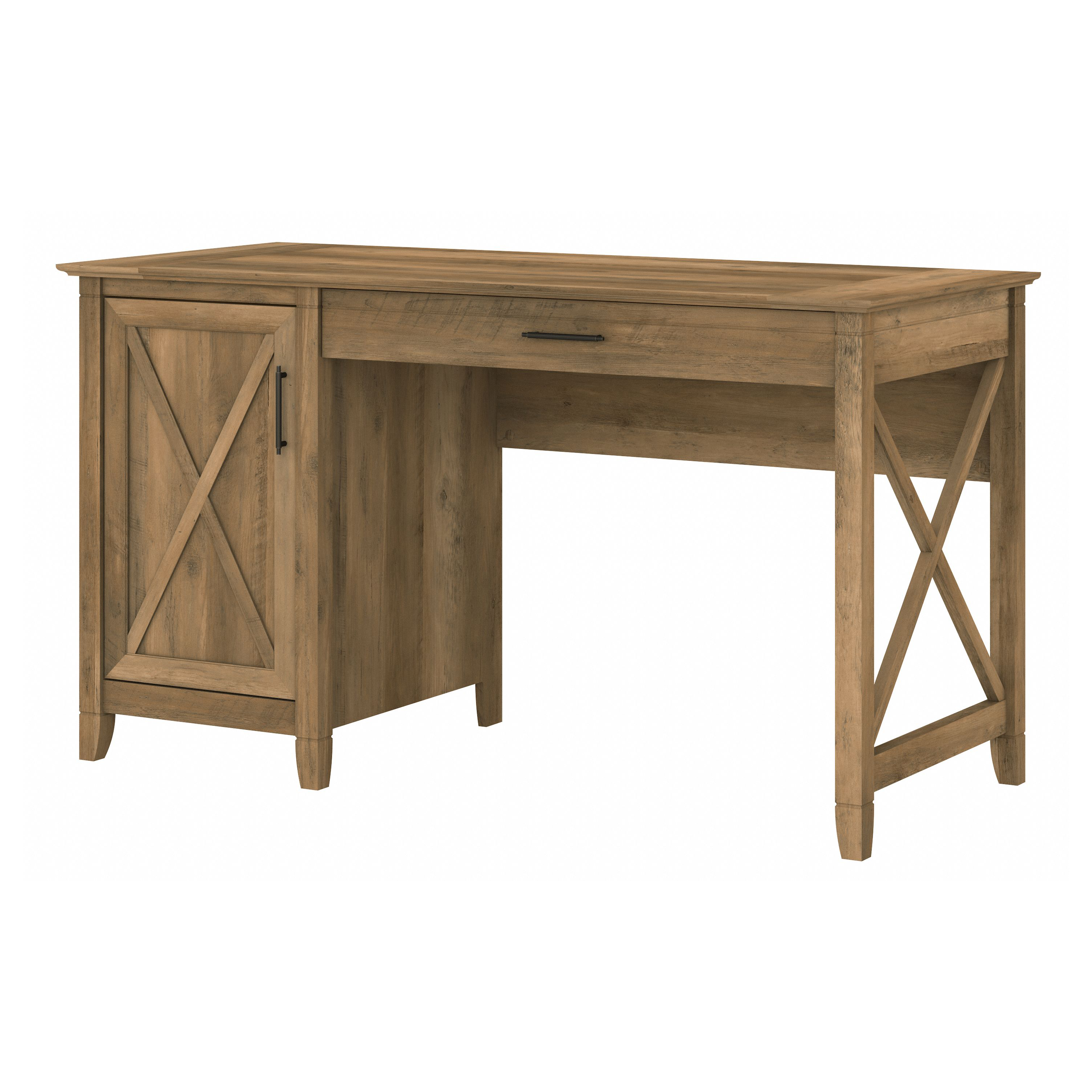 Shop Bush Furniture Key West 54W Computer Desk with Keyboard Tray and Storage 02 KWD154RCP-03 #color_reclaimed pine