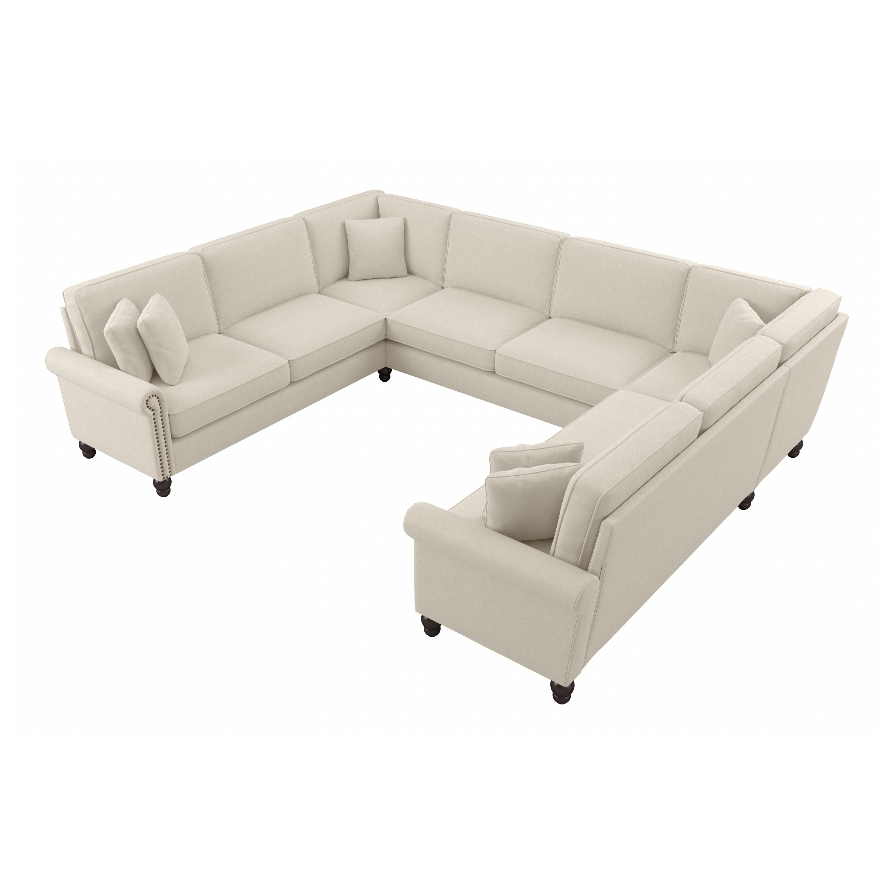 Shop Bush Furniture Coventry 125W U Shaped Sectional Couch 02 CVY123BCRH-03K #color_cream herringbone fabric