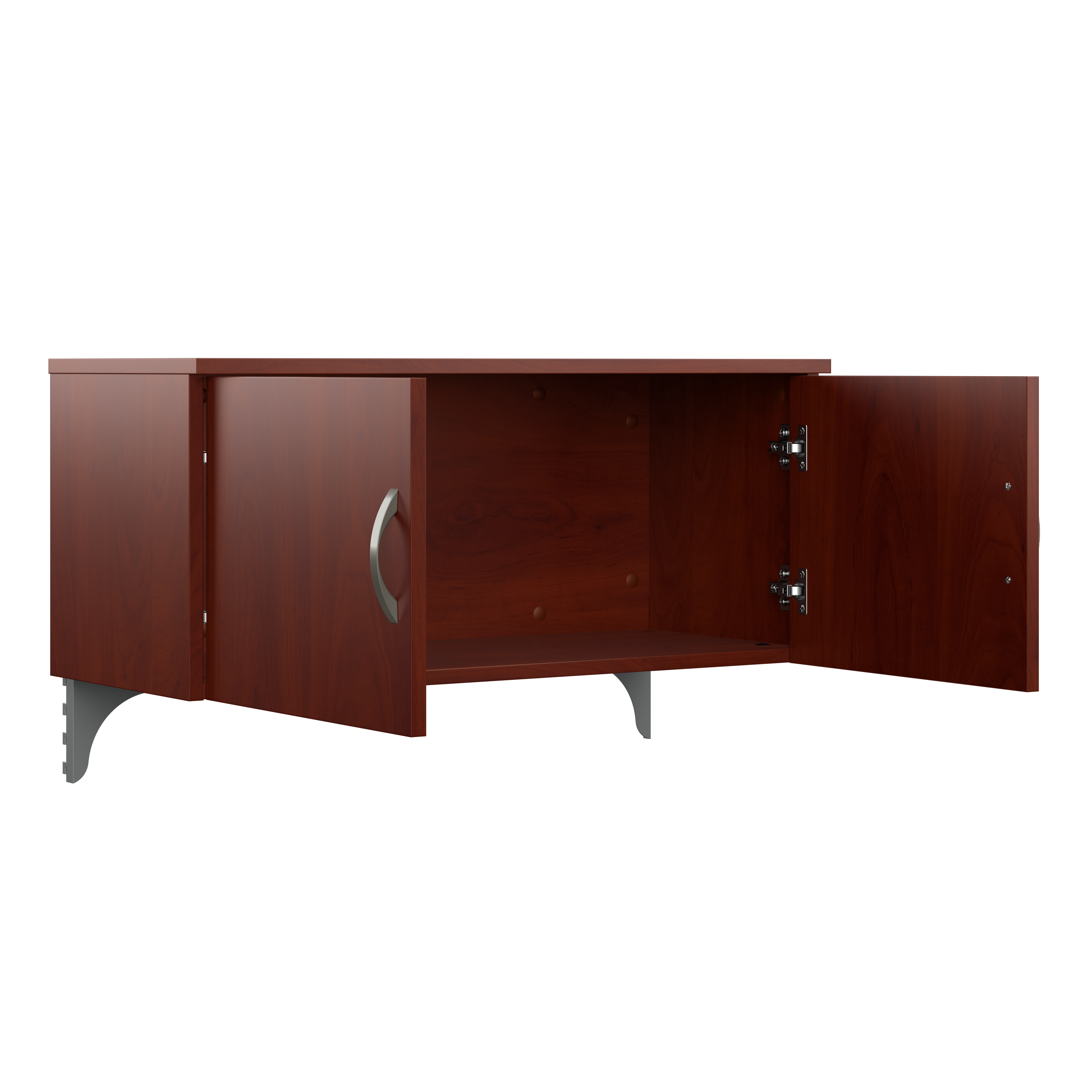 Shop Bush Business Furniture Office in an Hour 4 Person L Shaped Cubicle Desks with Storage, Drawers, and Organizers 04 OIAH007HC #color_hansen cherry