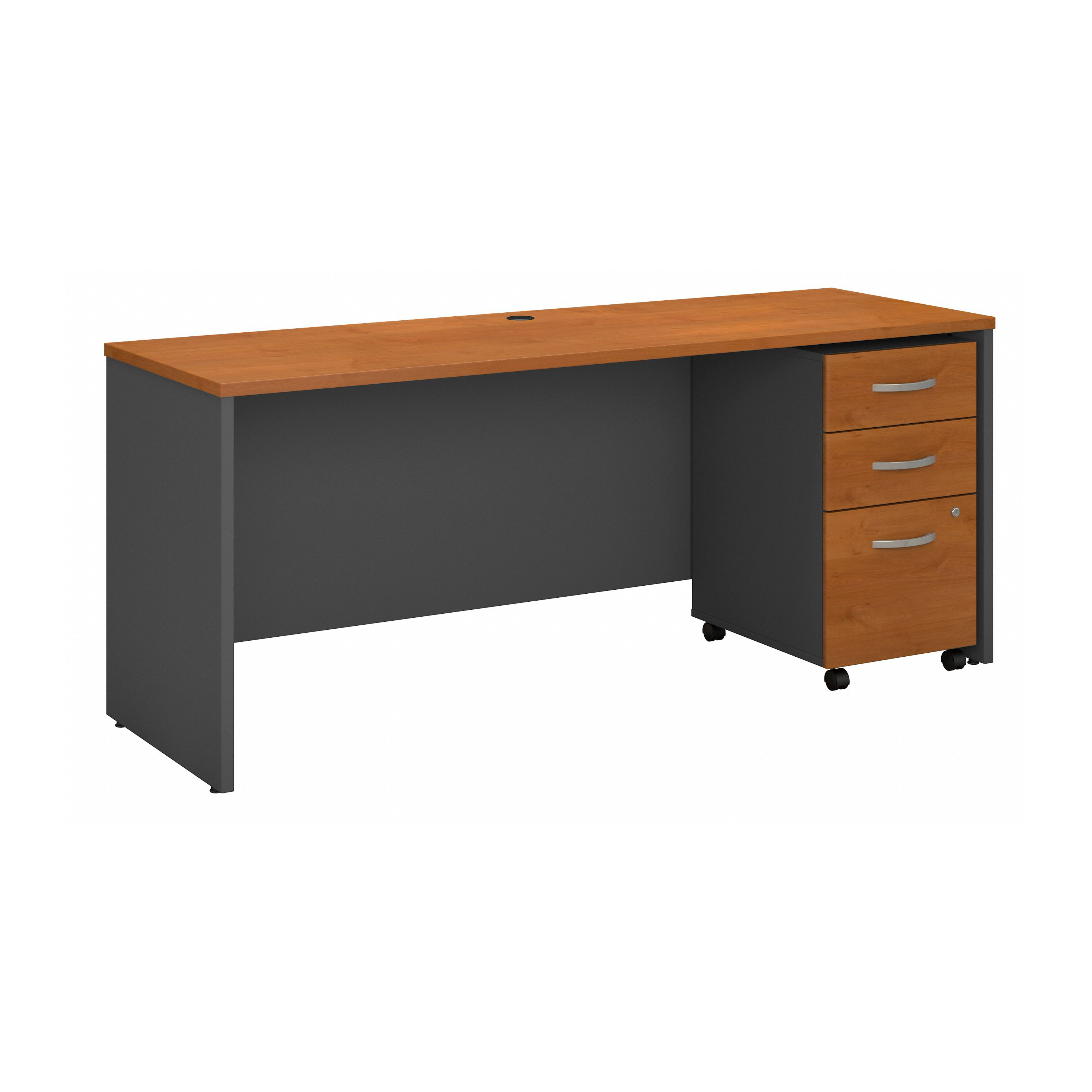 Shop Bush Business Furniture Series C 72W x 24D Office Desk with Mobile File Cabinet 02 SRC026NCSU #color_natural cherry/graphite gray