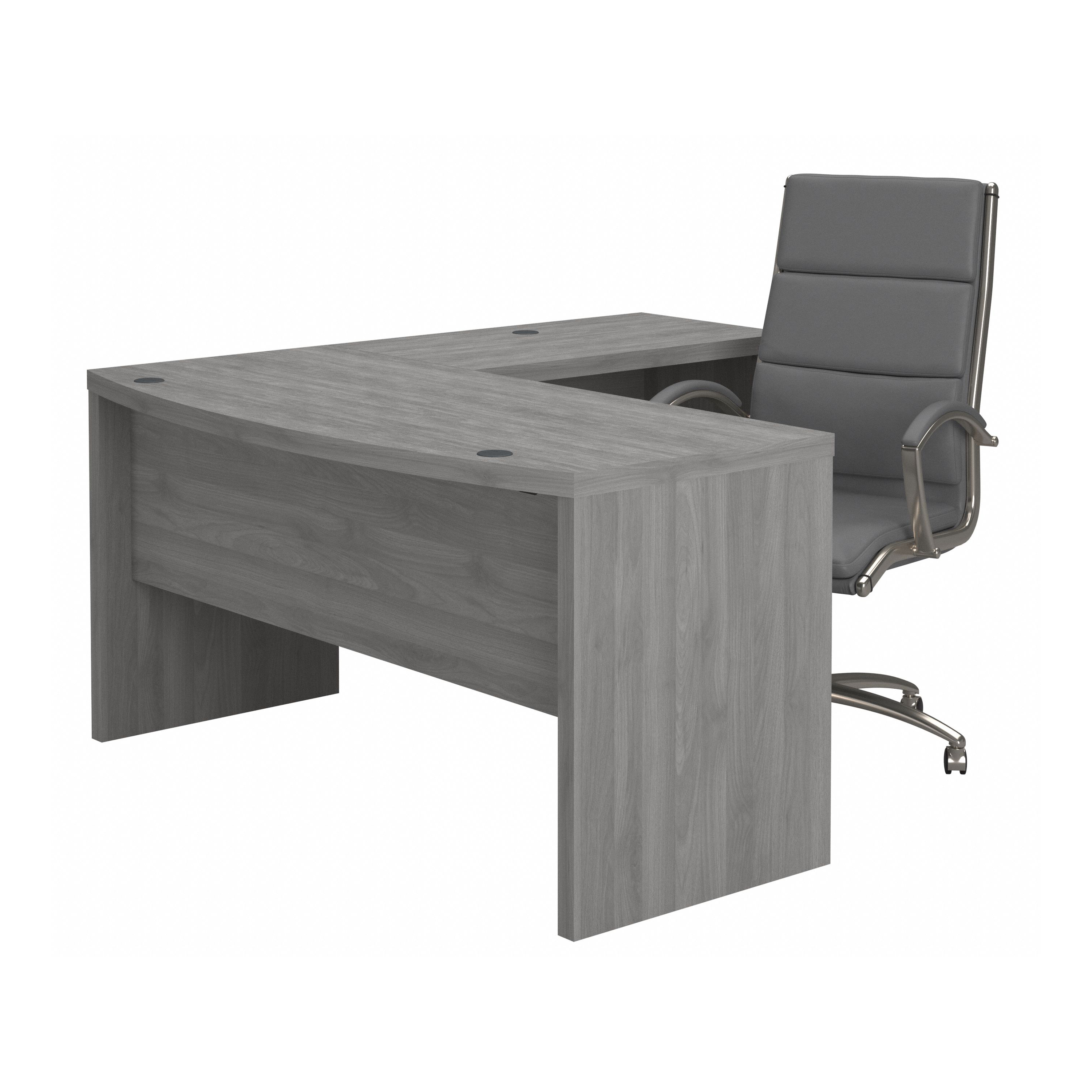 Shop Bush Business Furniture Echo L Shaped Bow Front Desk with High Back Chair 02 ECH034MG #color_modern gray
