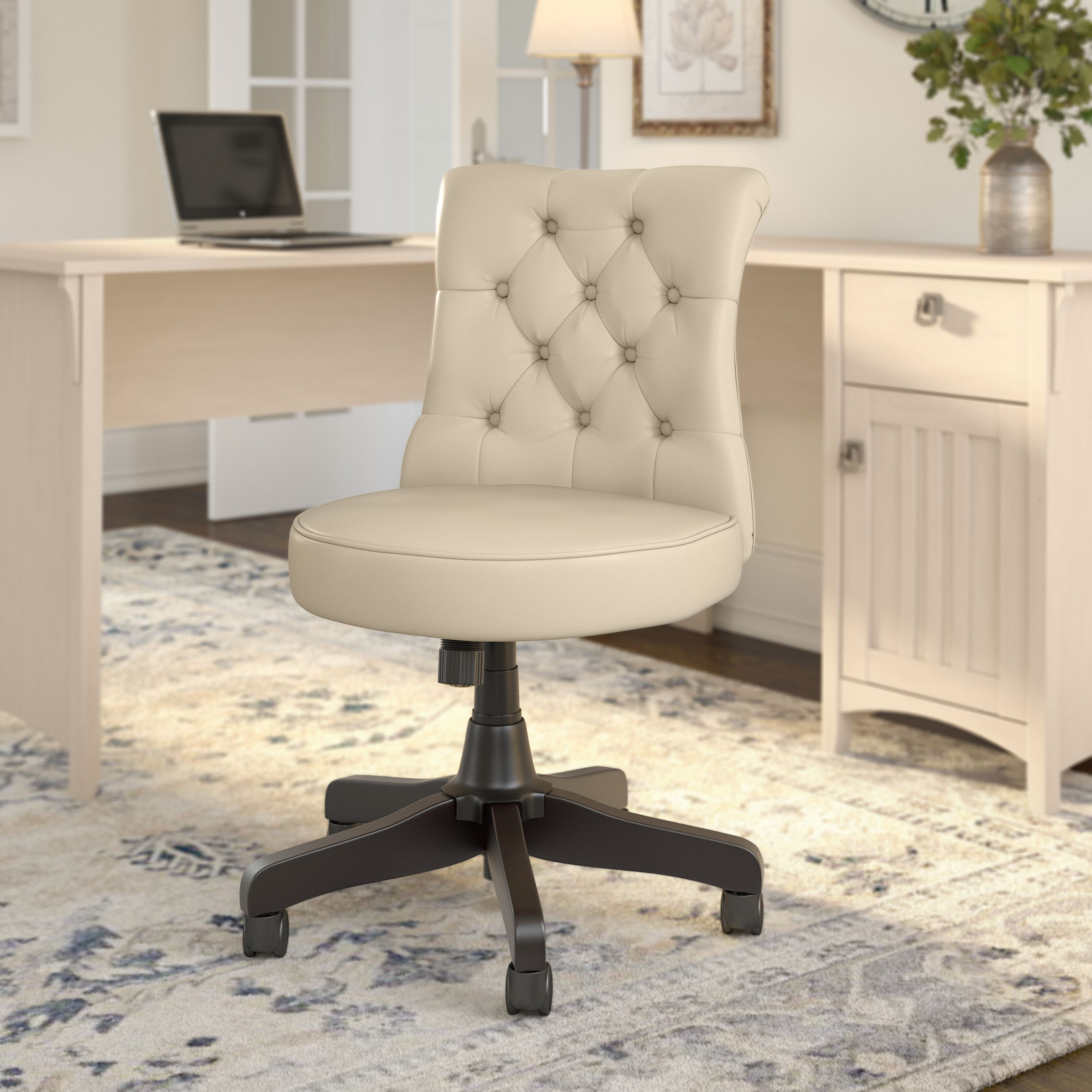 Shop Bush Business Furniture Arden Lane Mid Back Tufted Office Chair 01 CH2301AWL-03 #color_antique white leather