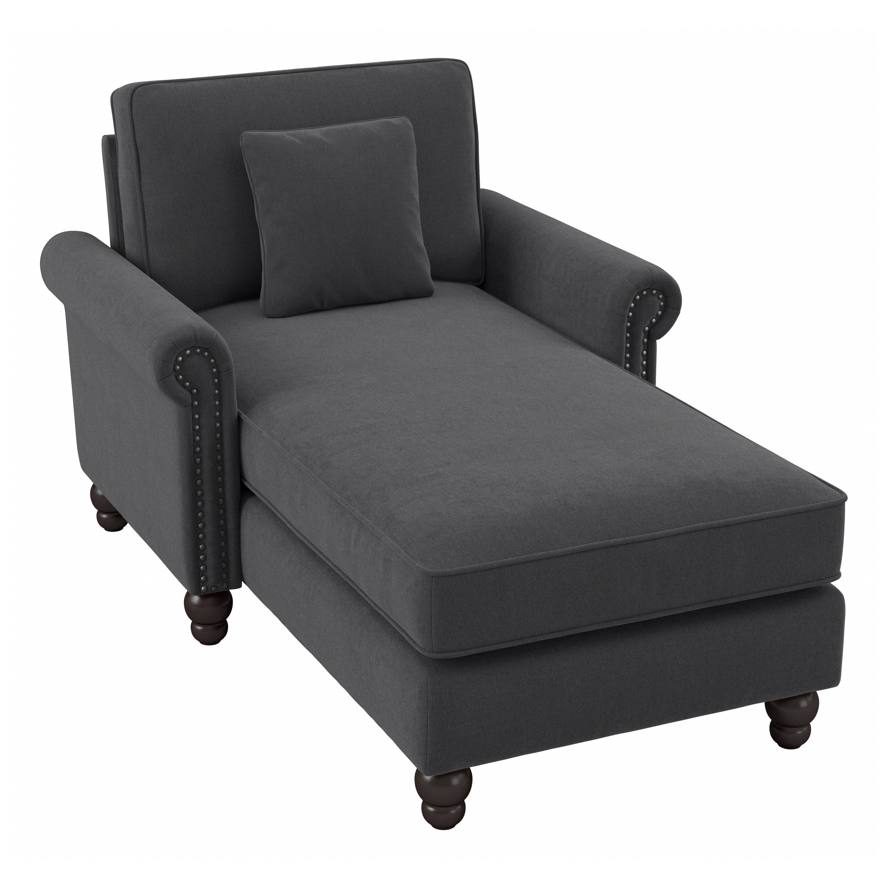 Shop Bush Furniture Coventry Chaise Lounge with Arms 02 CVM41BCGH-03K #color_charcoal gray herringbone fabr