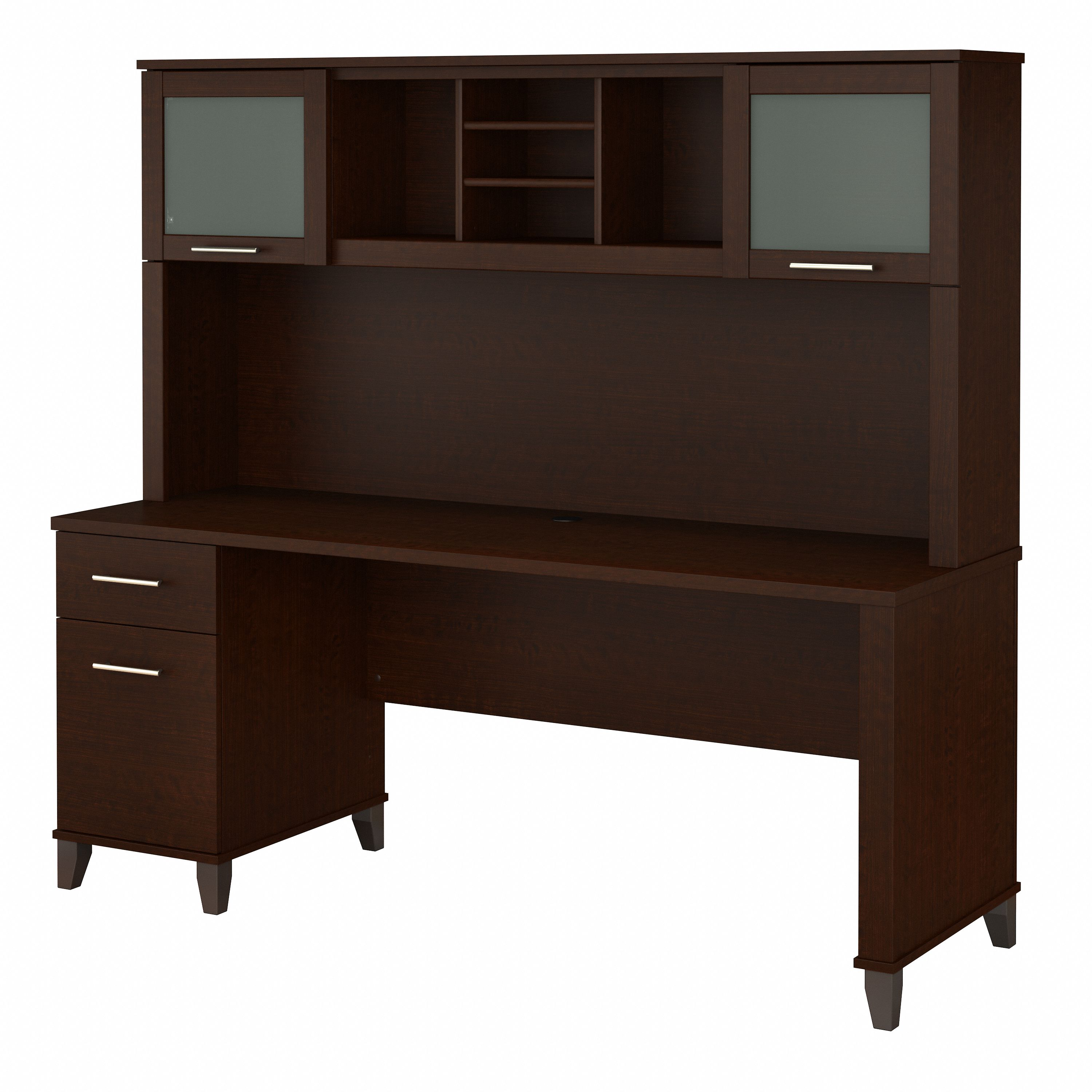 Shop Bush Furniture Somerset 72W Office Desk with Drawers and Hutch 02 SET018MR #color_mocha cherry