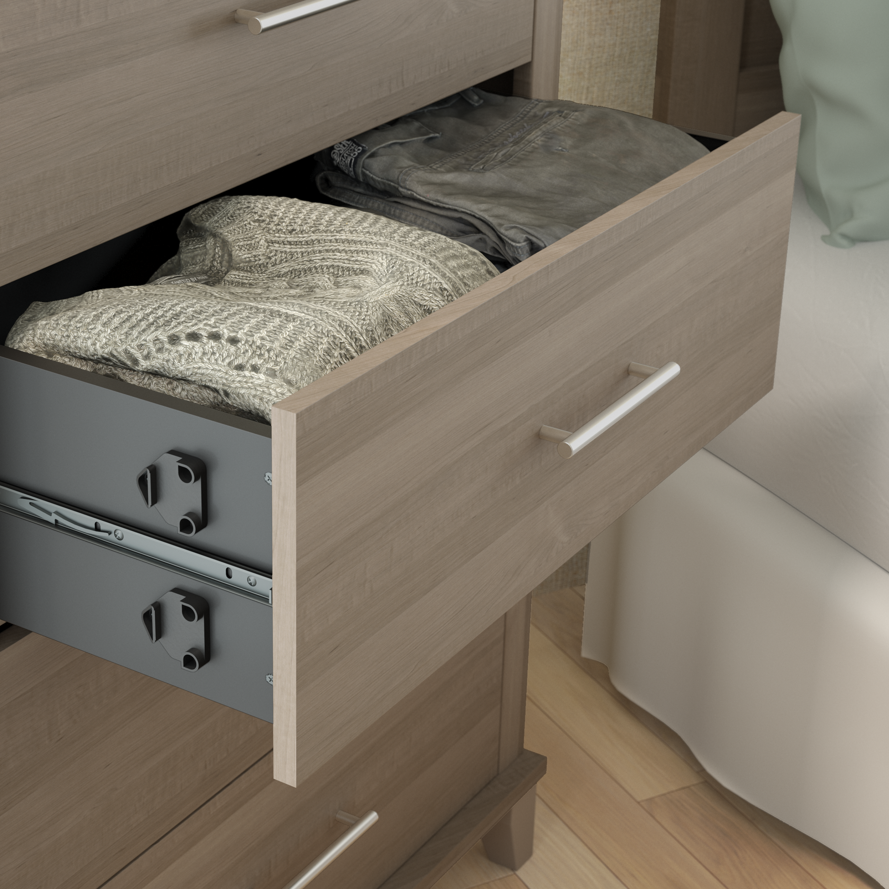 Shop Bush Furniture Somerset Full/Queen Size Headboard, Dresser and Nightstand Bedroom Set 04 SET003AG #color_ash gray