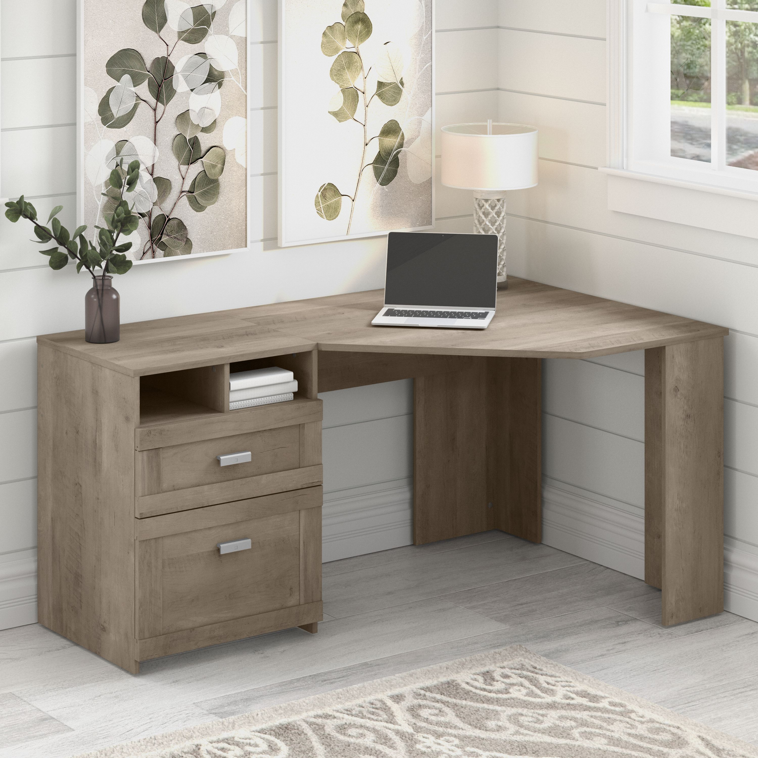Shop Bush Furniture Wheaton 60W Reversible Corner Desk with Storage 01 MY72213-03 #color_driftwood gray