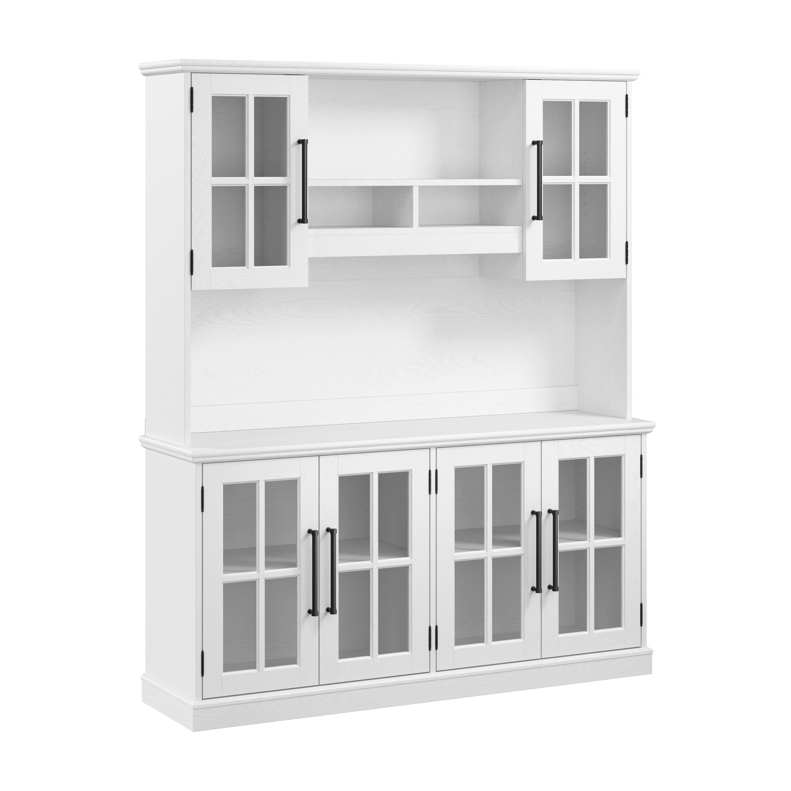 Shop Bush Furniture Westbrook 60W Sideboard with Hutch 02 WBK016WAS #color_white ash