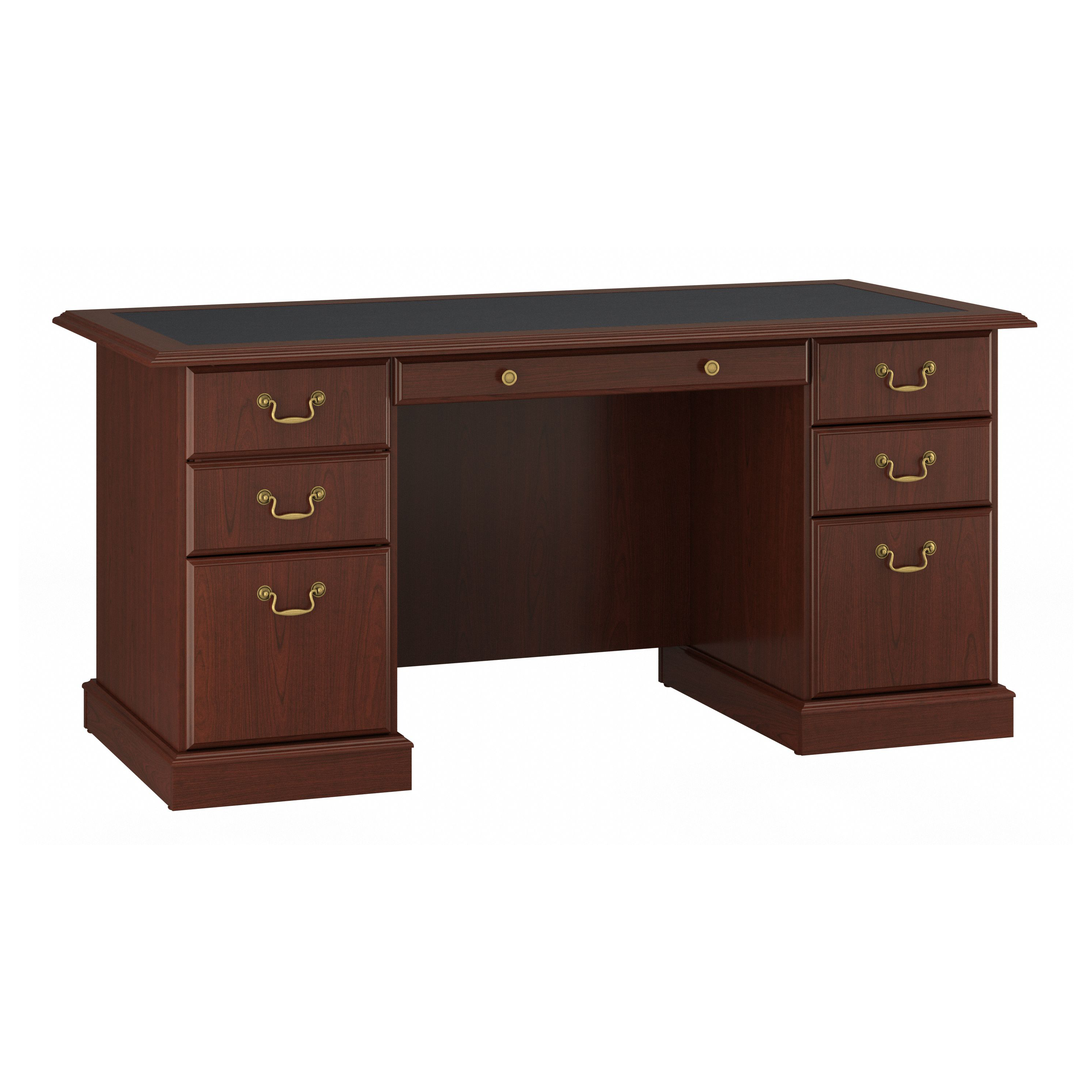 Shop Bush Furniture Saratoga Executive Desk with Drawers 02 EX45666-03K #color_harvest cherry