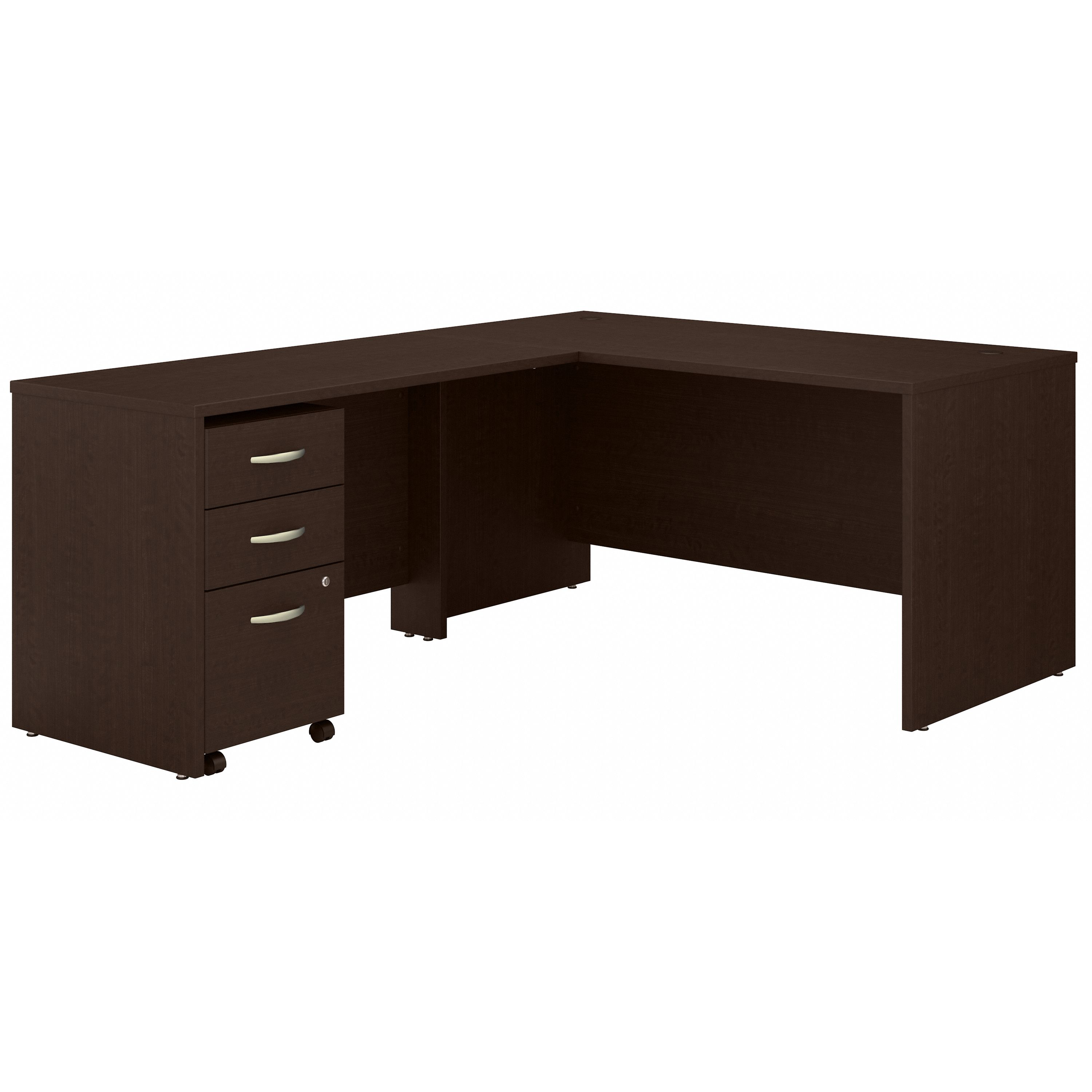 Shop Bush Business Furniture Series C 60W L Shaped Desk with 3 Drawer Mobile File Cabinet 02 SRC146MRSU #color_mocha cherry