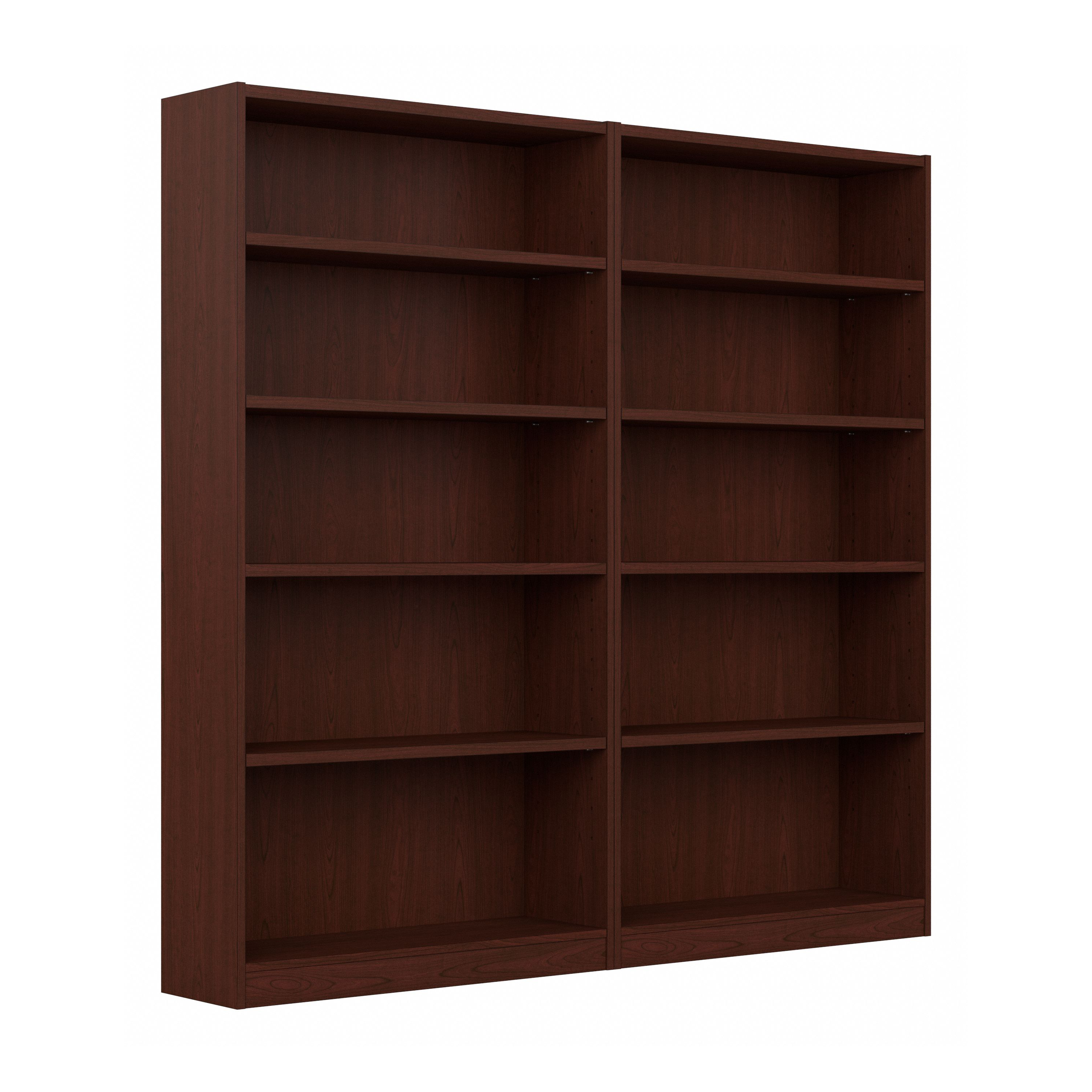 Shop Bush Furniture Universal Tall 5 Shelf Bookcase - Set of 2 02 UB003VC #color_vogue cherry