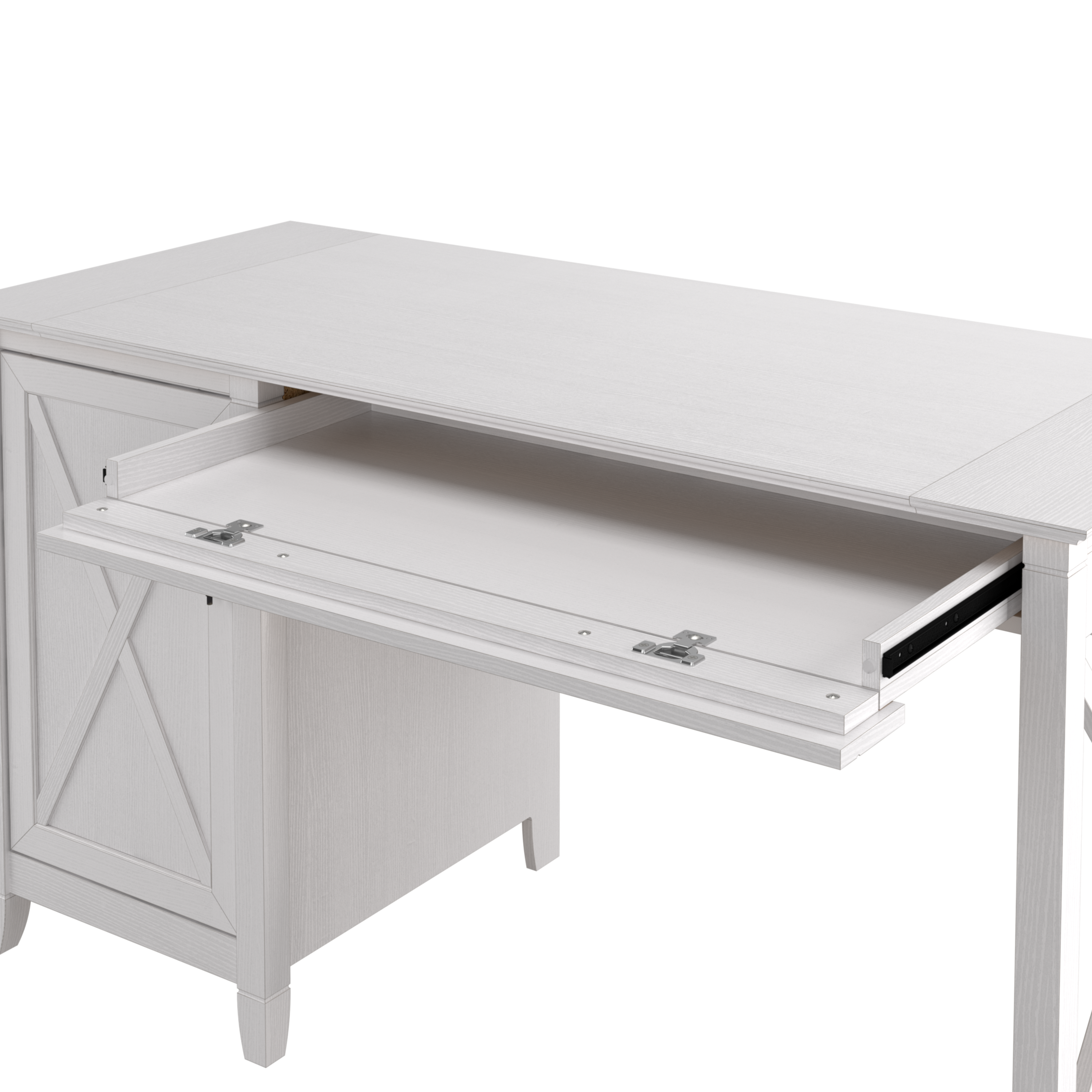 Shop Bush Furniture Key West 54W Computer Desk with Keyboard Tray and Storage 04 KWD154WT-03 #color_pure white oak