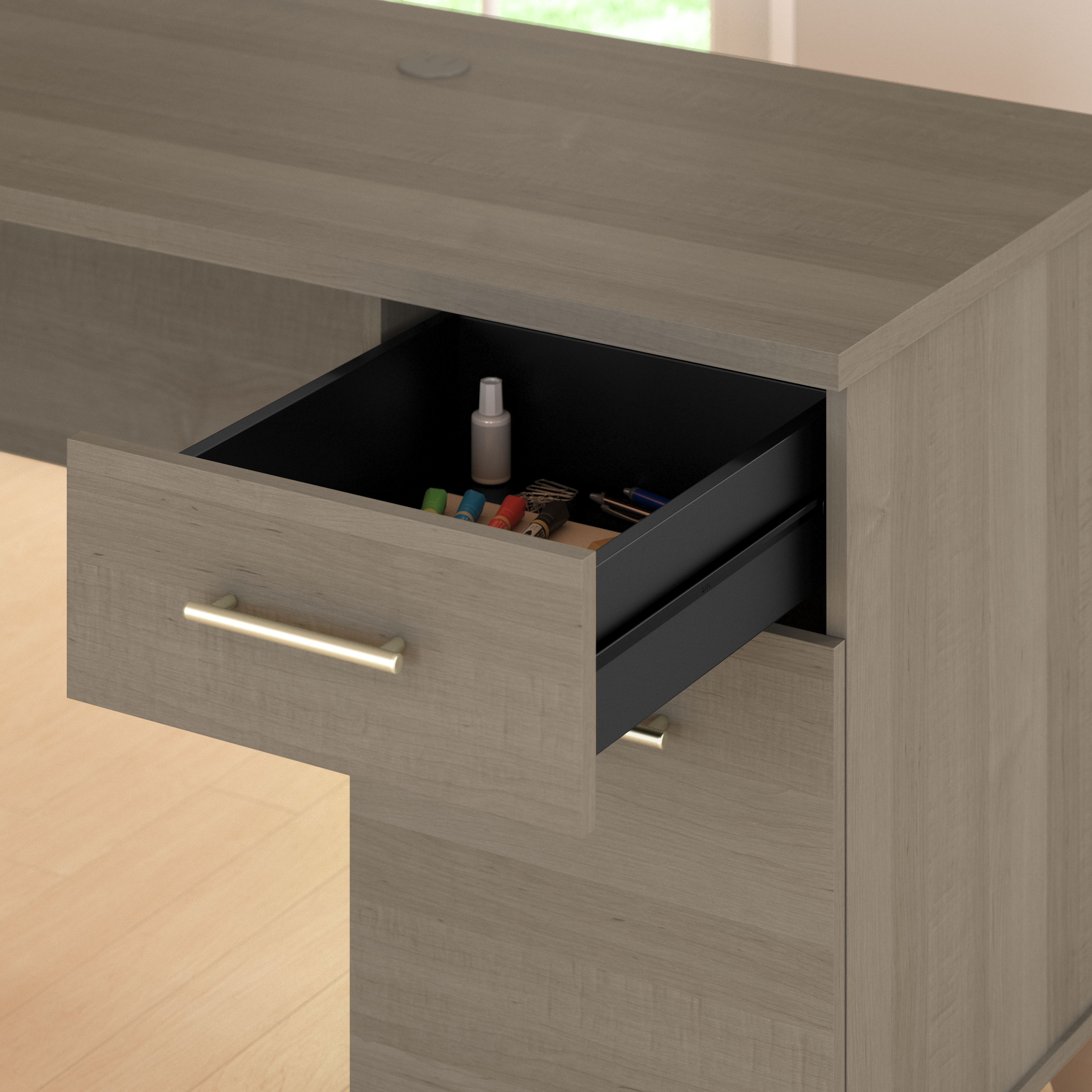 Shop Bush Furniture Somerset 72W L Shaped Desk with Storage 04 WC81610K #color_ash gray