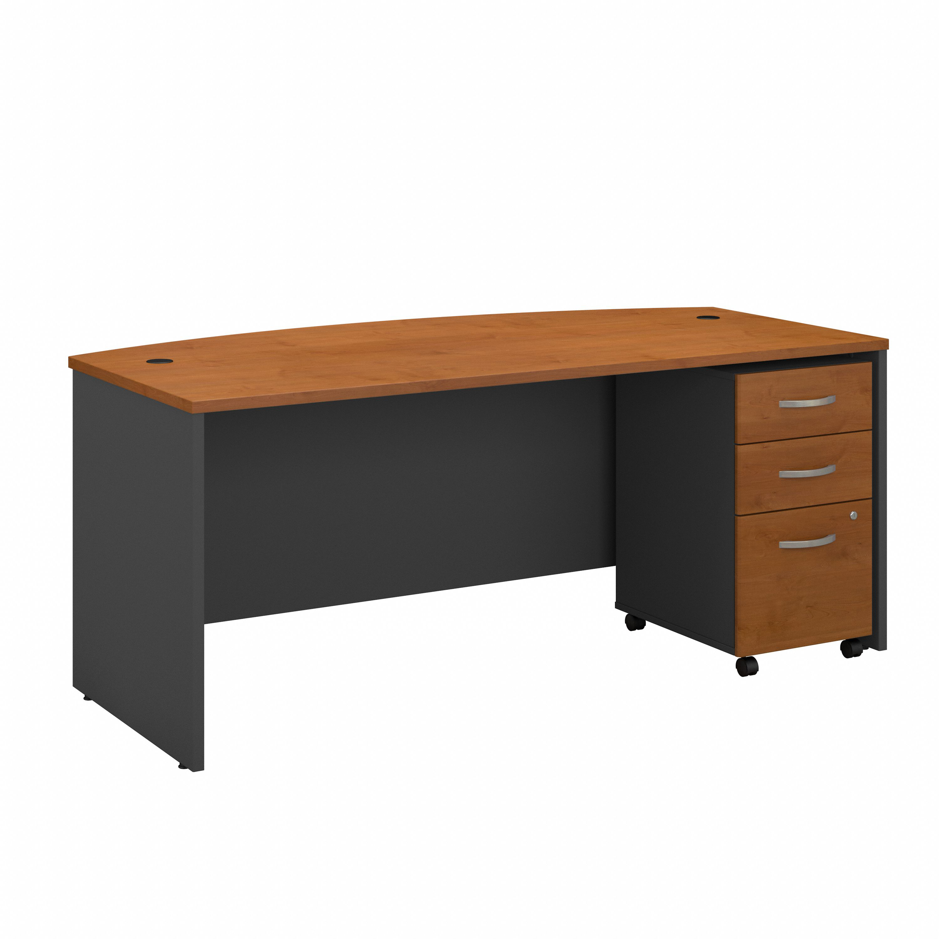 Shop Bush Business Furniture Series C 72W x 36D Bow Front Desk with Mobile File Cabinet 02 SRC079NCSU #color_natural cherry/graphite gray