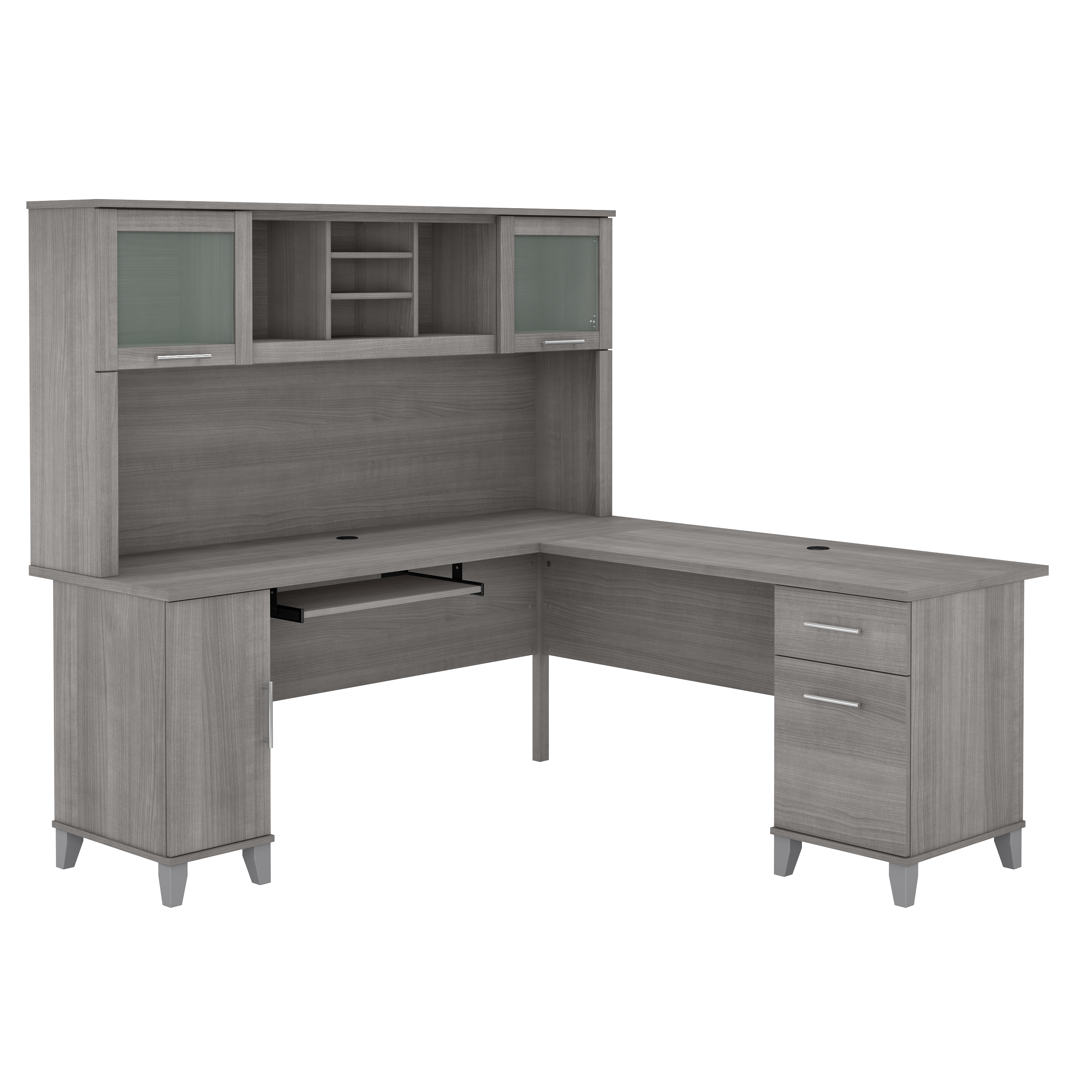 Shop Bush Furniture Somerset 72W L Shaped Desk with Hutch 02 SET001PG #color_platinum gray
