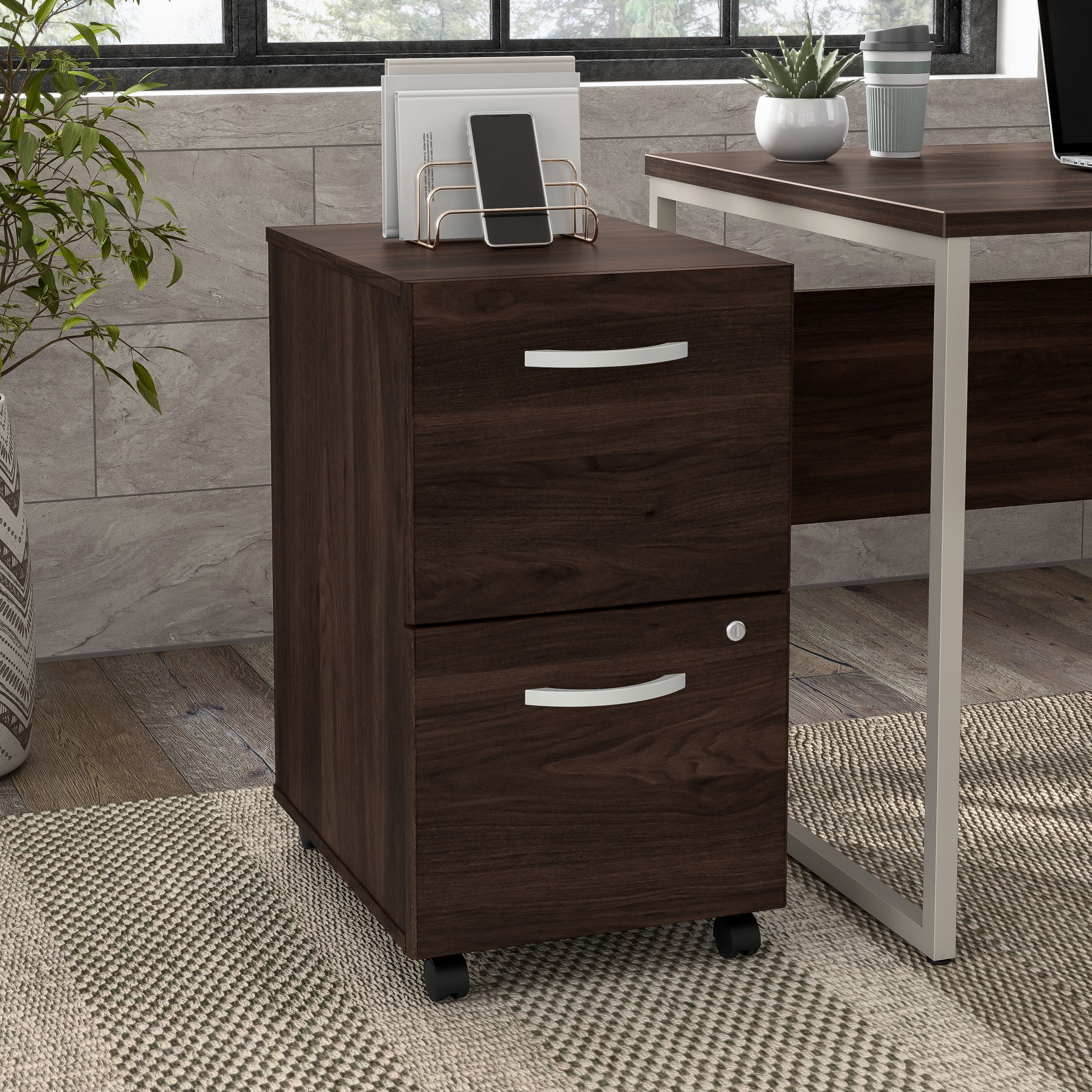 Shop Bush Business Furniture Hybrid 2 Drawer Mobile File Cabinet - Assembled 01 HYF116BWSU-Z #color_black walnut