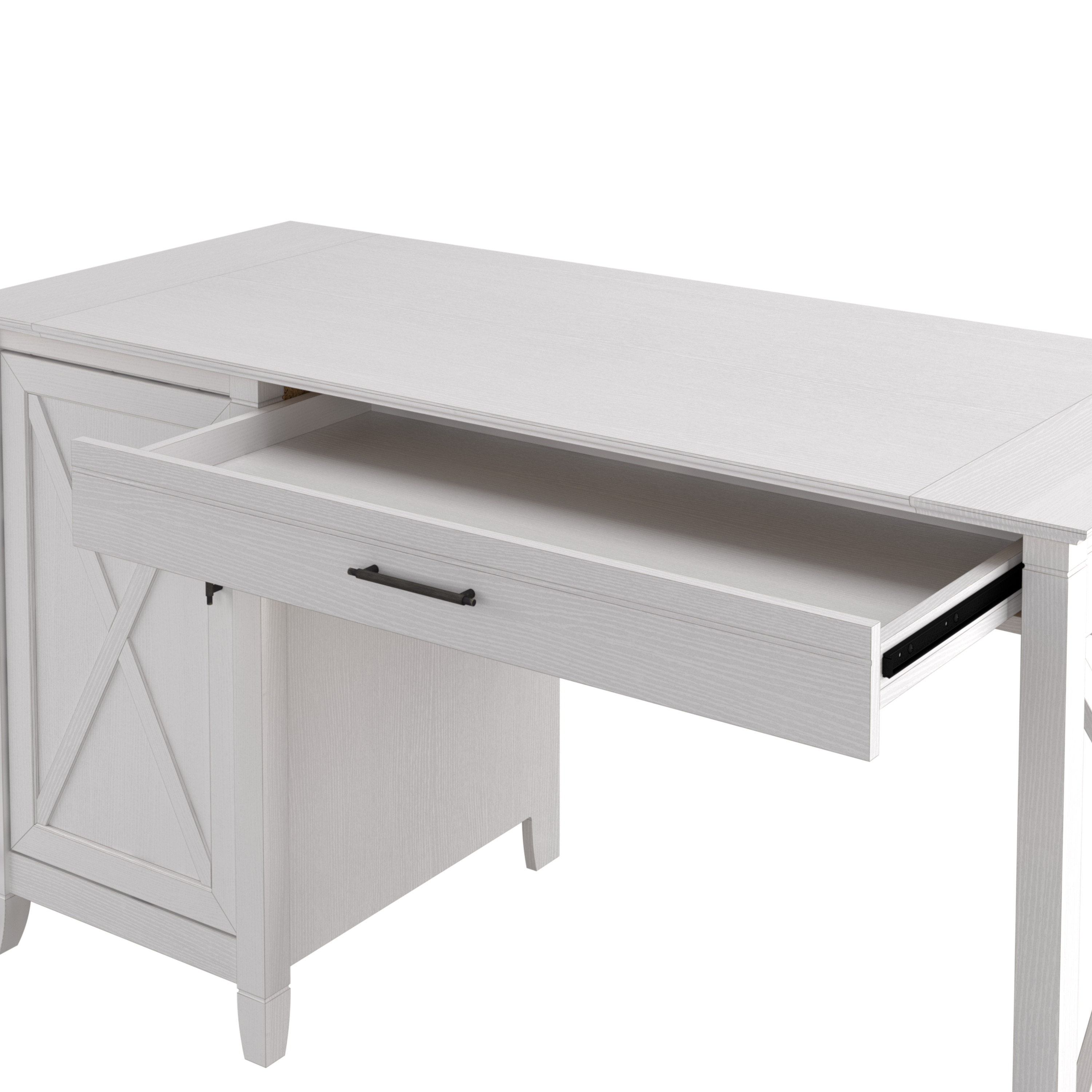 Shop Bush Furniture Key West 54W Computer Desk with Keyboard Tray and Storage 03 KWD154WT-03 #color_pure white oak