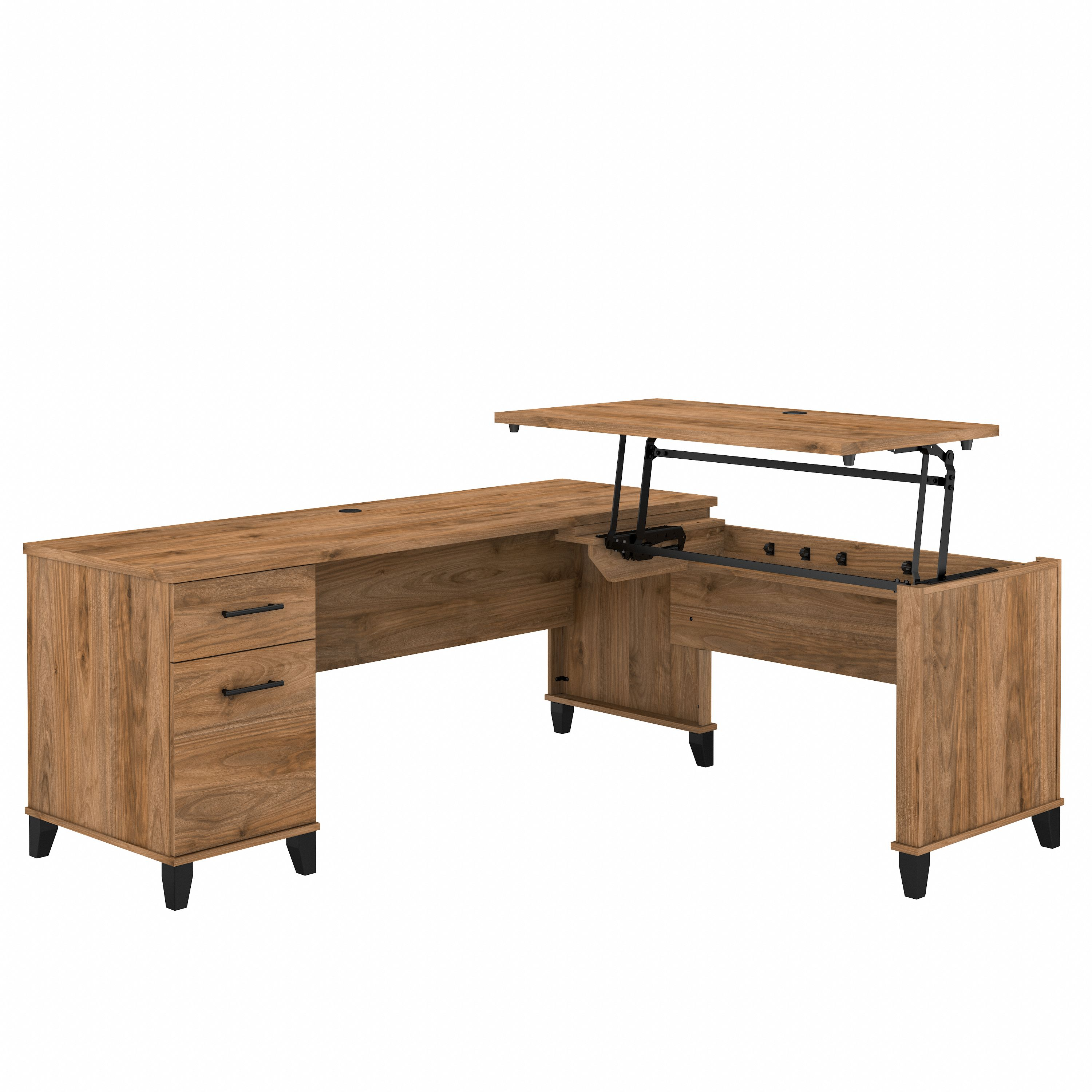Shop Bush Furniture Somerset 72W 3 Position Sit to Stand L Shaped Desk 02 SET014FW #color_fresh walnut