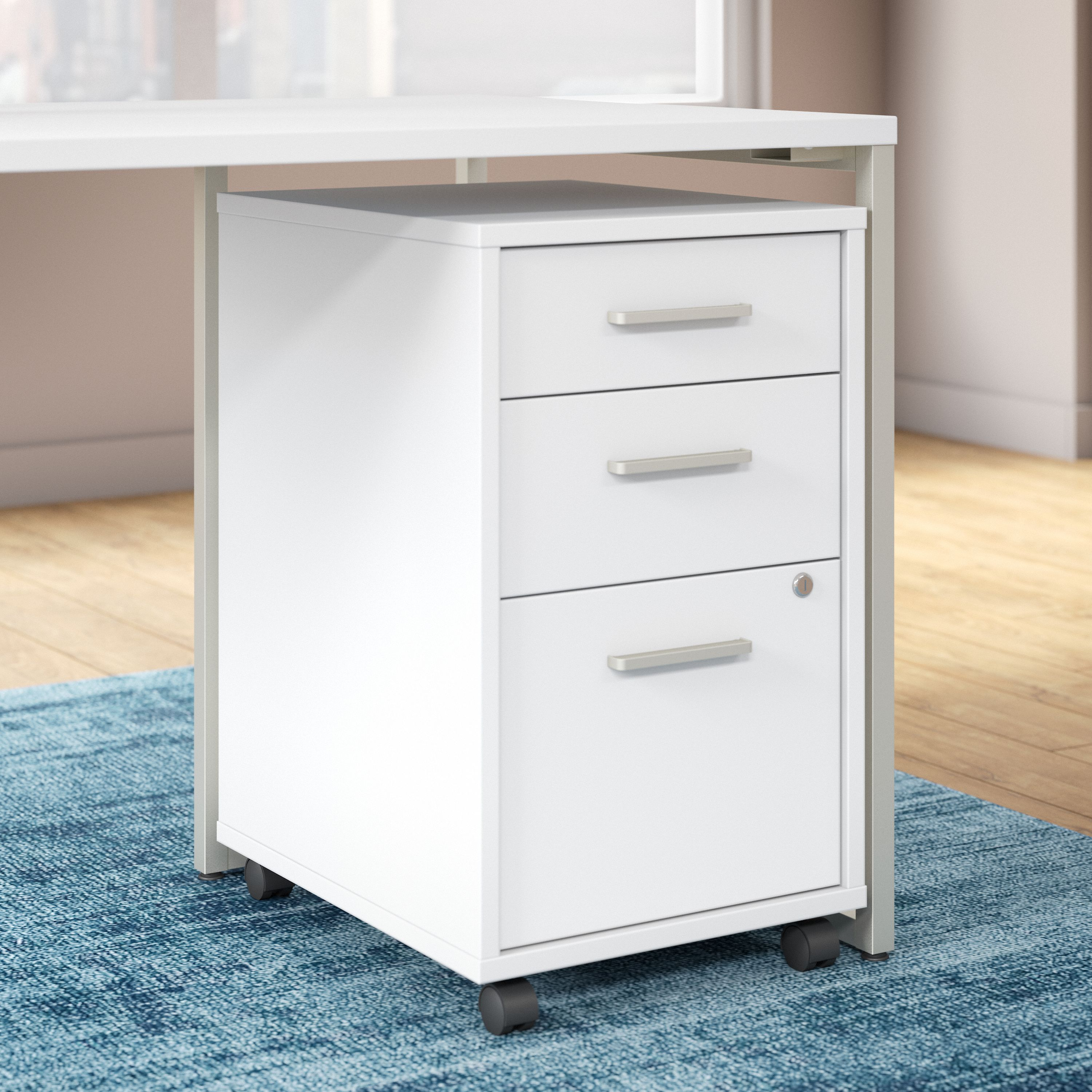 Shop Bush Business Furniture Method 3 Drawer Mobile File Cabinet - Assembled 01 KI70203SU #color_white