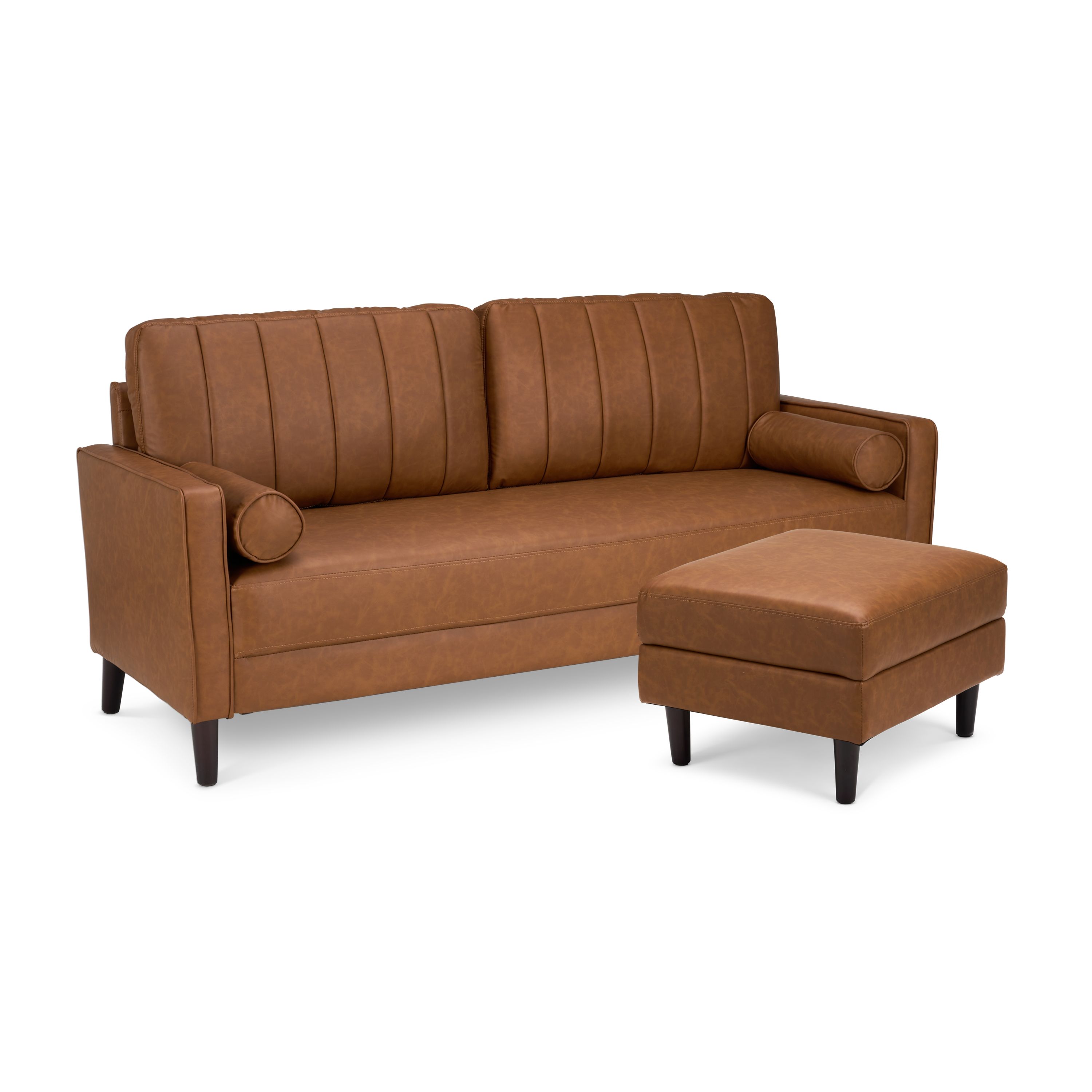 Shop Bush Home Max 54W Loveseat and Storage Ottoman MAX004BCL 1 #color_buffed camel leather