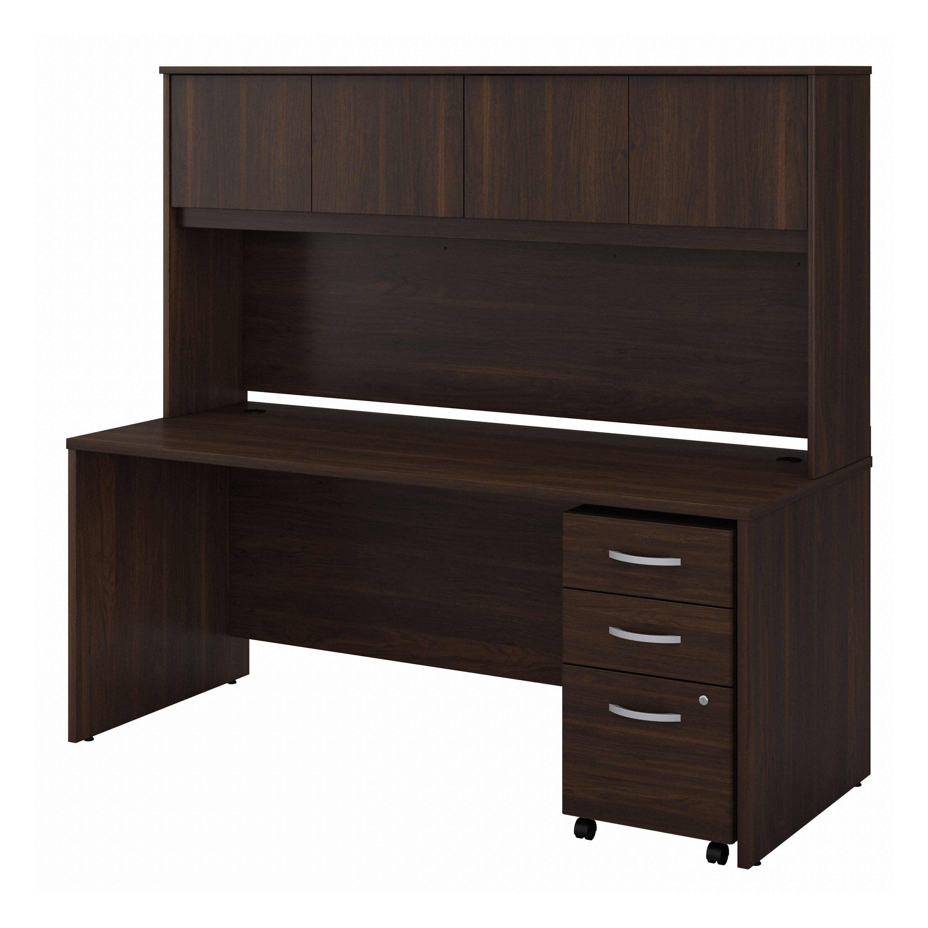 Shop Bush Business Furniture Studio C 72W x 30D Office Desk with Hutch and Mobile File Cabinet 02 STC011BWSU #color_black walnut