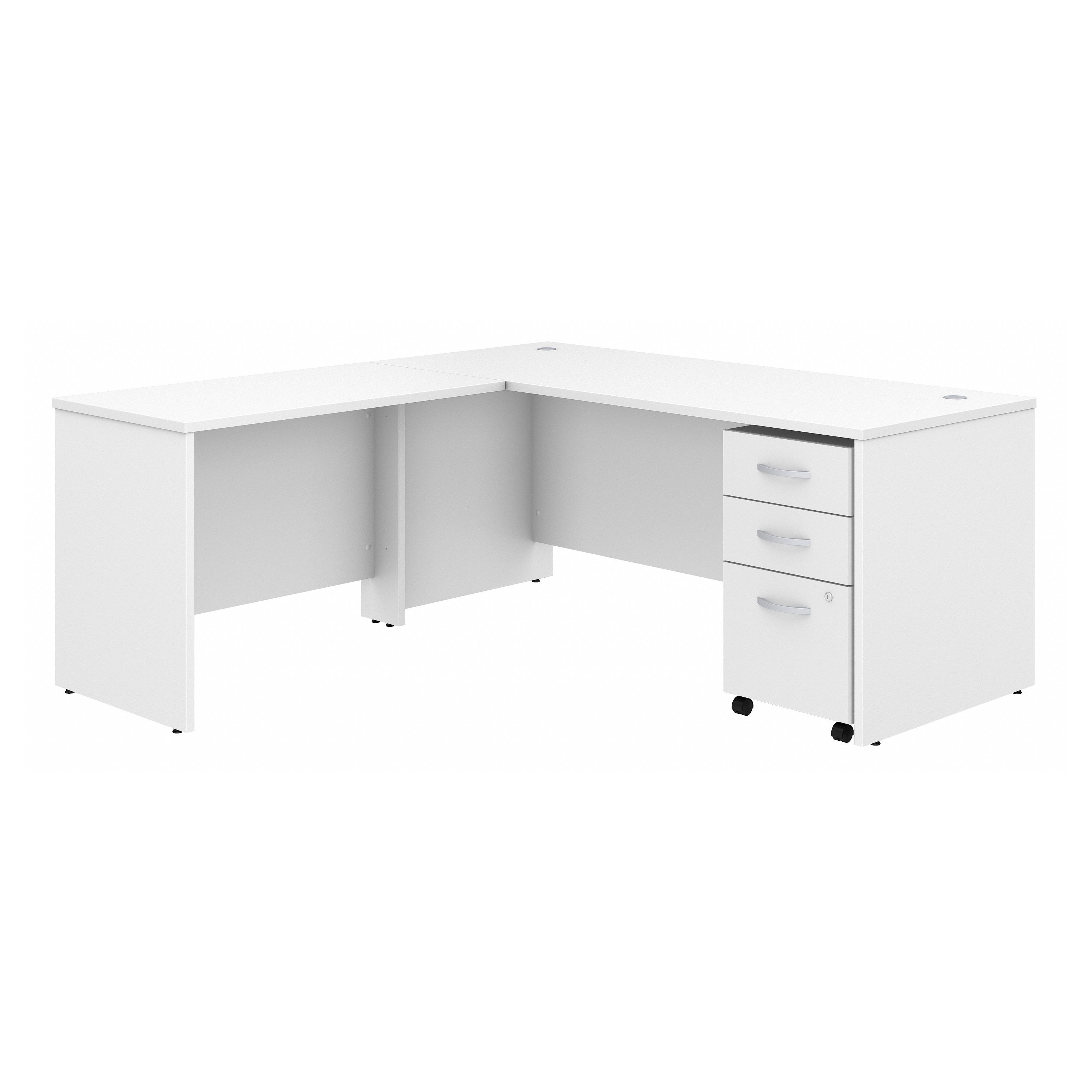 Shop Bush Business Furniture Studio C 72W x 30D L Shaped Desk with Mobile File Cabinet and 42W Return 02 STC007WHSU #color_white