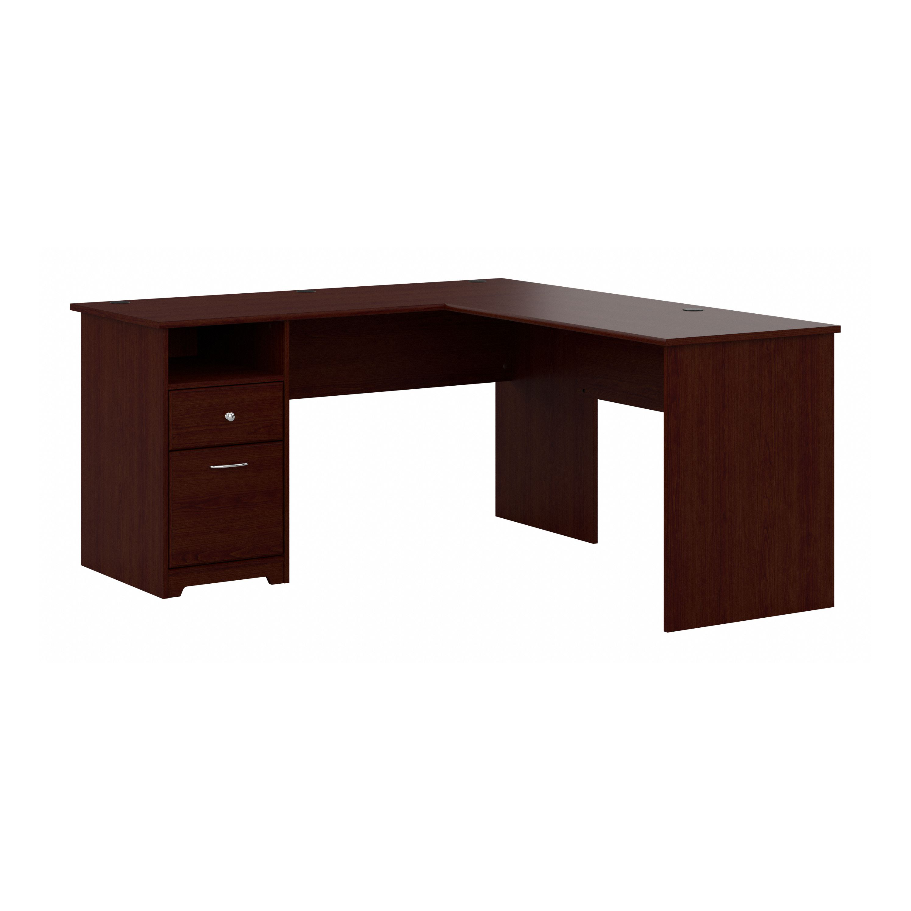 Shop Bush Furniture Cabot 60W L Shaped Computer Desk with Drawers 02 CAB044HVC #color_harvest cherry