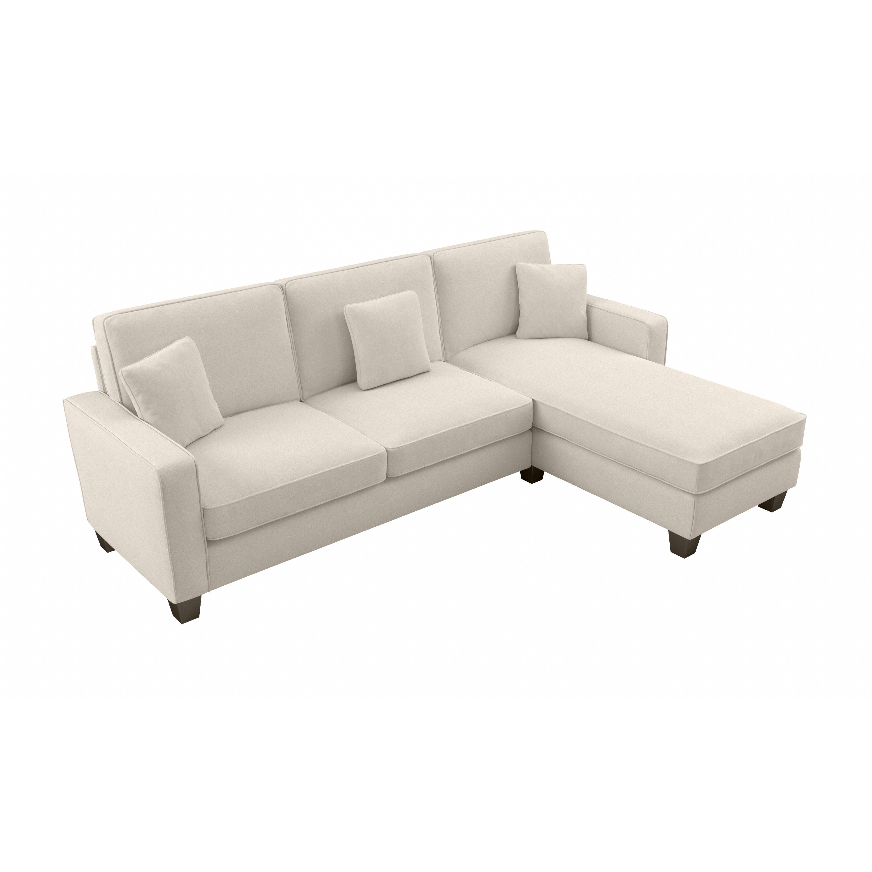 Shop Bush Furniture Stockton 102W Sectional Couch with Reversible Chaise Lounge 02 SNY102SCRH-03K #color_cream herringbone fabric