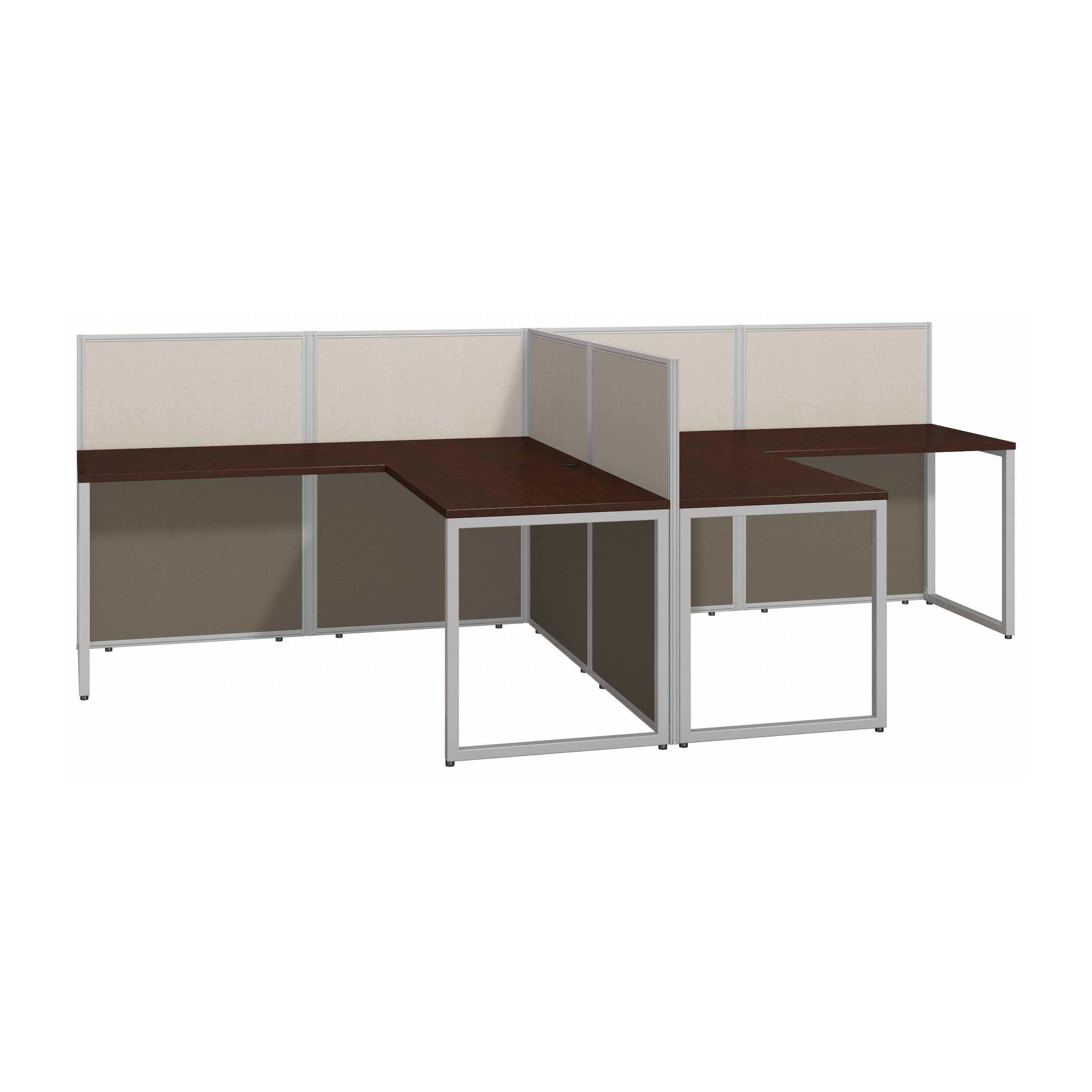 Shop Bush Business Furniture Easy Office 60W 2 Person L Shaped Cubicle Desk Workstation with 45H Panels 02 EOD560MR-03K #color_mocha cherry