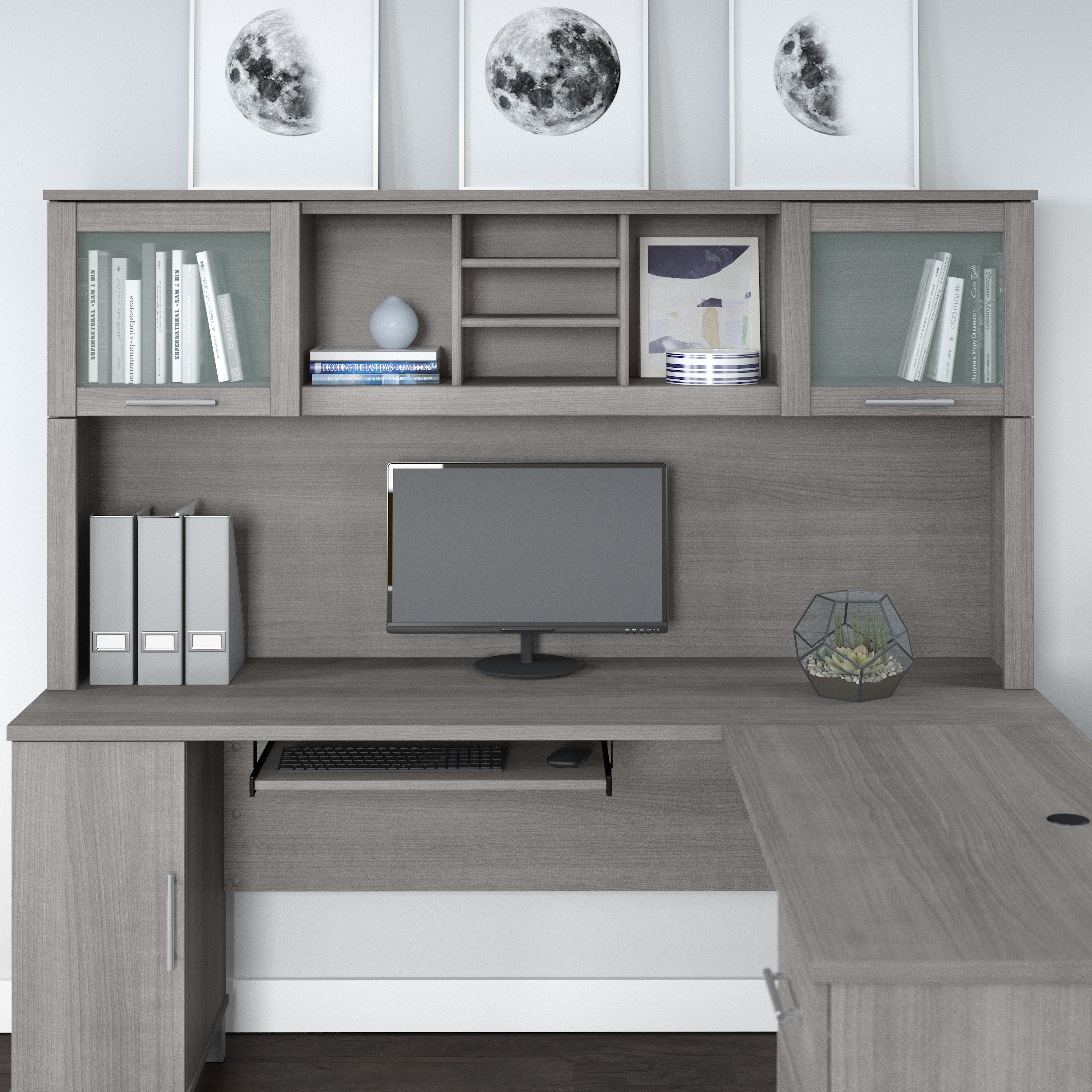 Shop Bush Furniture Somerset 72W Desk Hutch 01 WC81211 #color_platinum gray