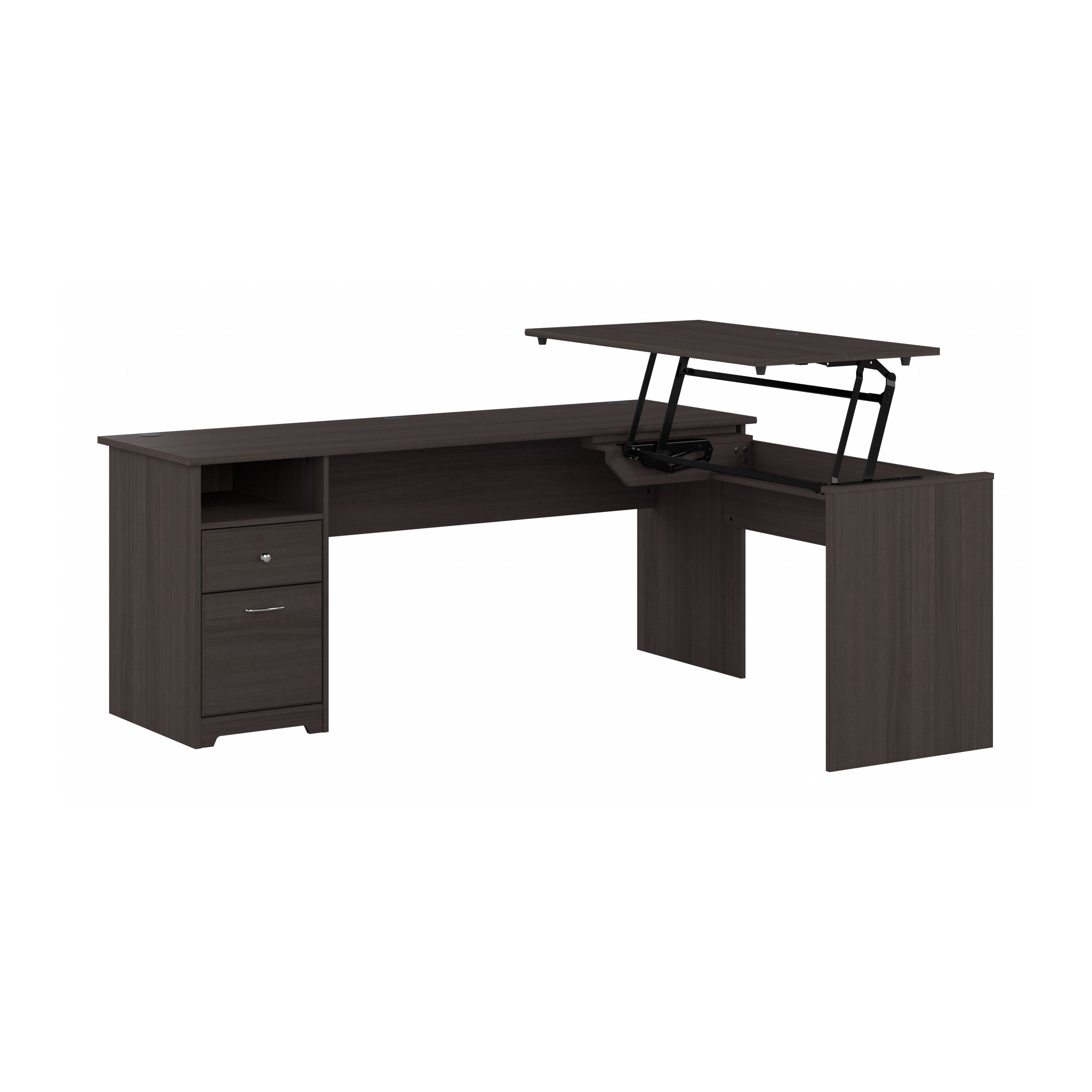 Shop Bush Furniture Cabot 72W 3 Position Sit to Stand L Shaped Desk 02 CAB050HRG #color_heather gray