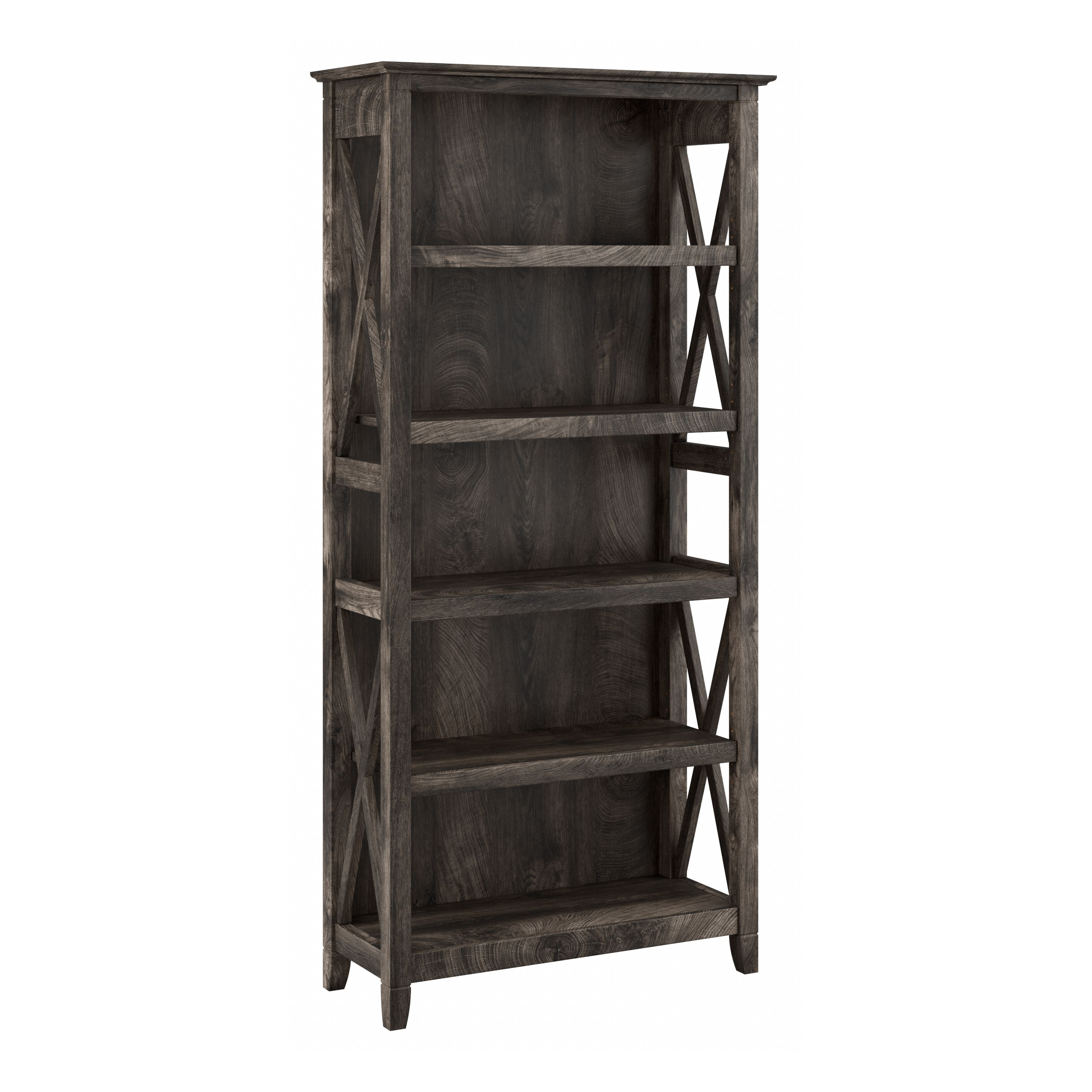 Shop Bush Furniture Key West Tall 5 Shelf Bookcase 02 KWB132GH-03 #color_dark gray hickory